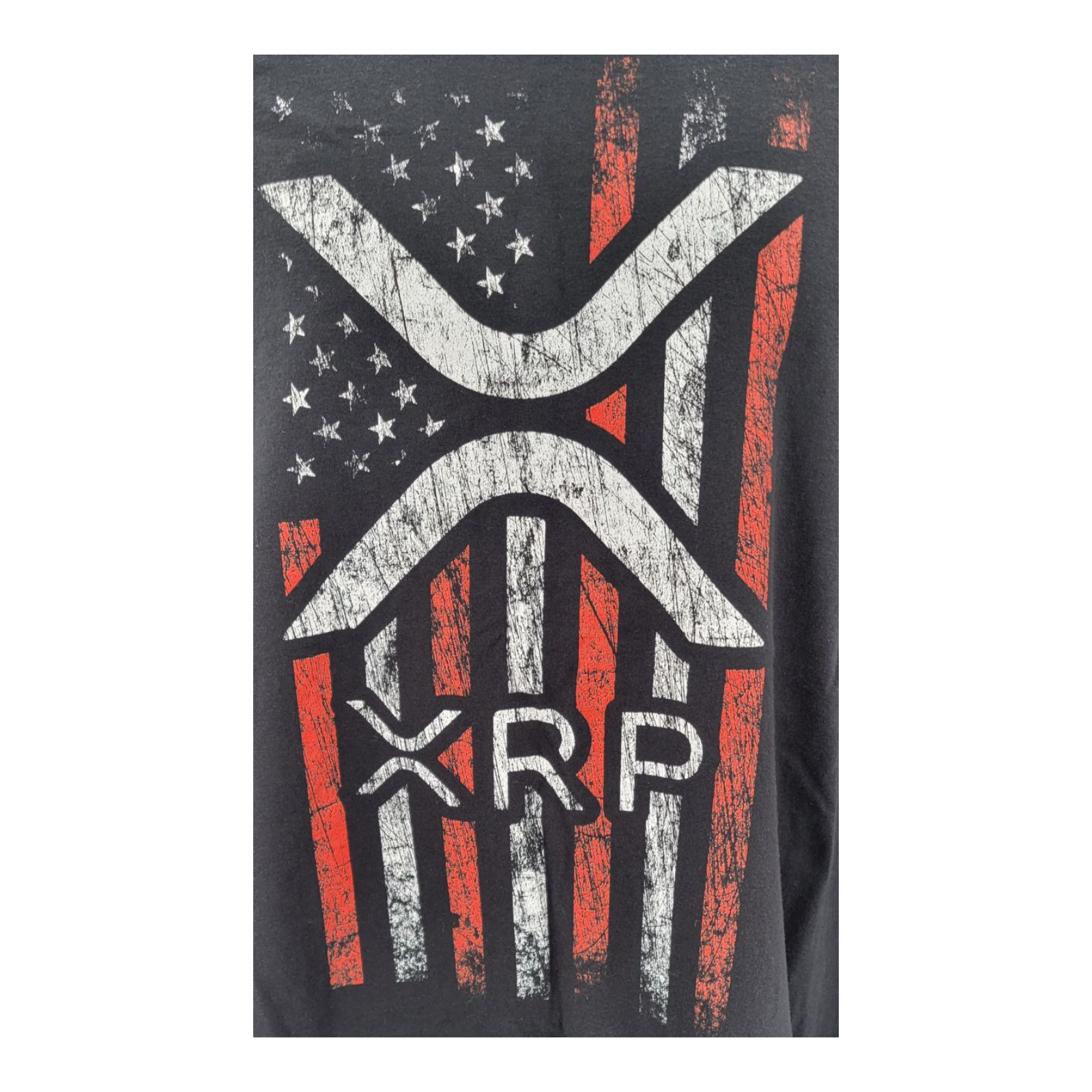 Gildan XRP American Flag Cryptocurrency T-Shirt 4XLT Black Short Sleeve Cotton