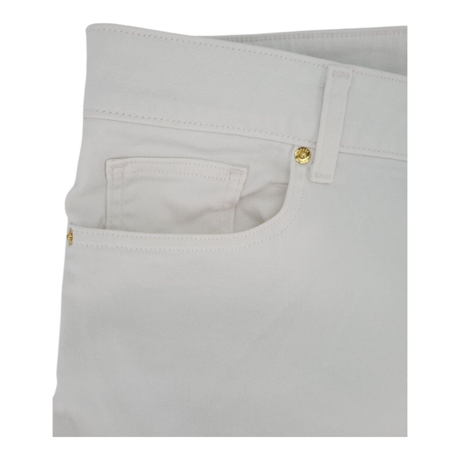 Michael Kors White Denim Capri Pants Womens Gold Tone Buttons Size 16