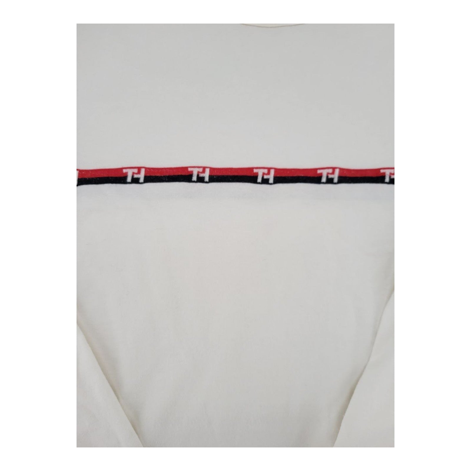 Tommy Hilfiger Off White Long Sleeve Logo Shirt Mens Size Large