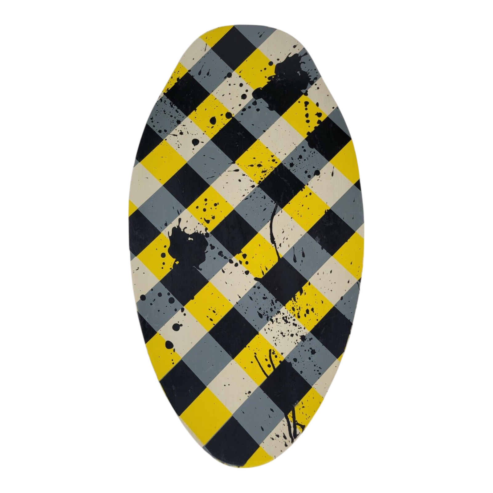 Yellow Black Plaid Inflatable Stand Up Hard Slick Surfing Board