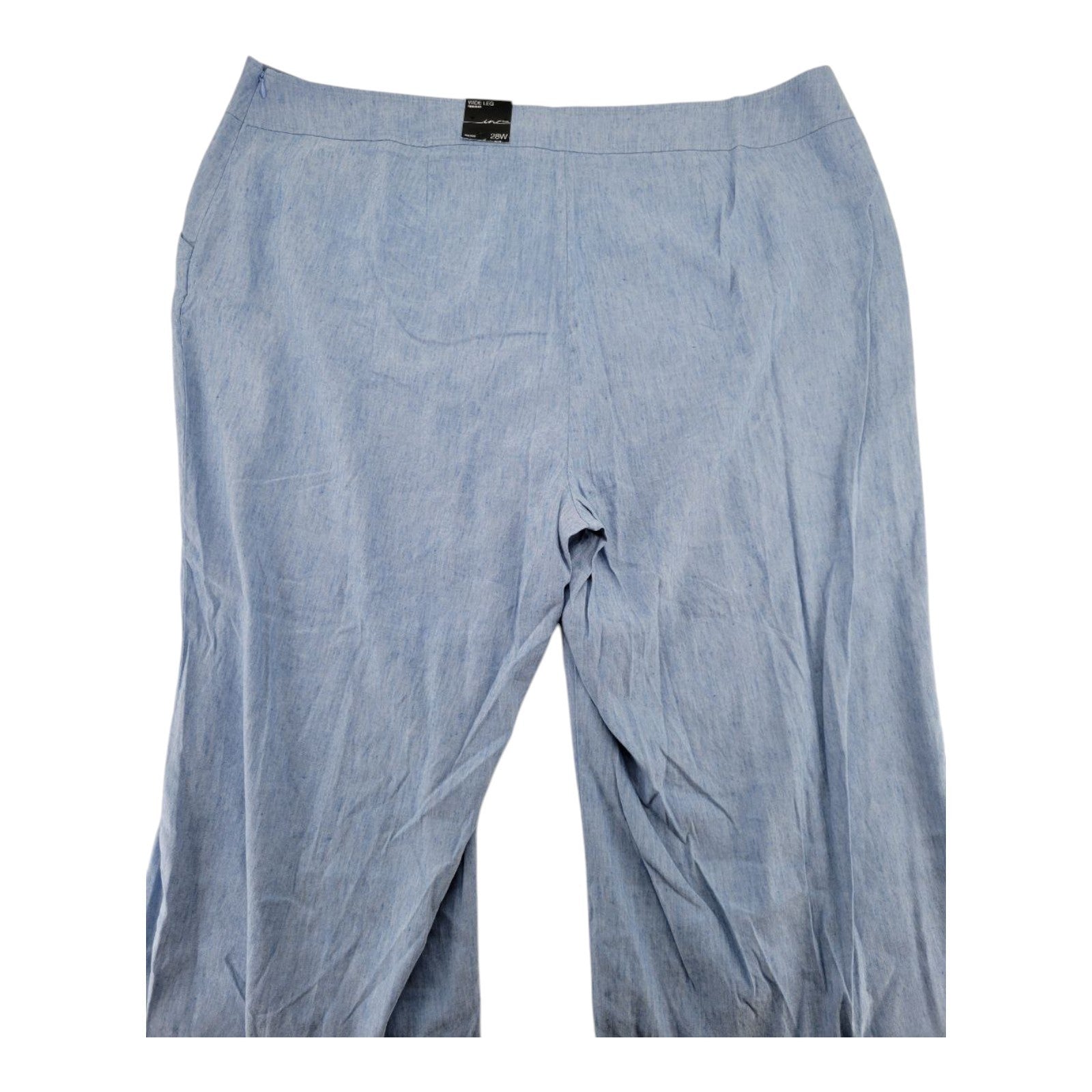 INC Plus Wide Leg Pants Size 28W Chambray Blue Mid Rise