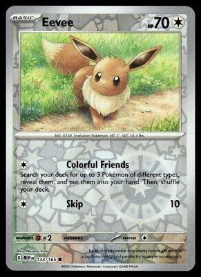 Pokemon 2023 Scarlet & Violet 151 Eevee Reverse Holo Common #133 Near Mint Card