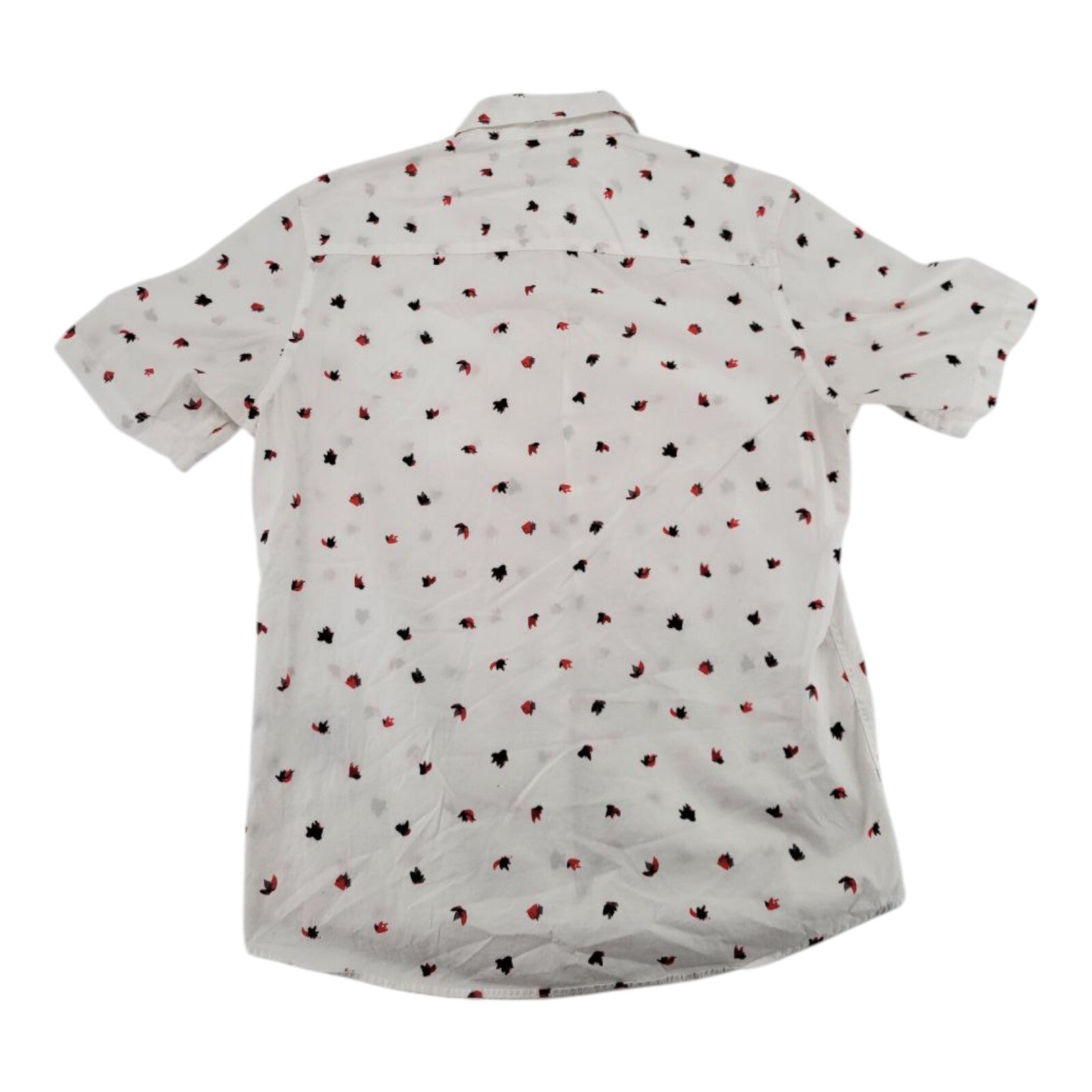 Alfani White with Leaf All Over Print Short Sleeve Button Up Shirt Mens M