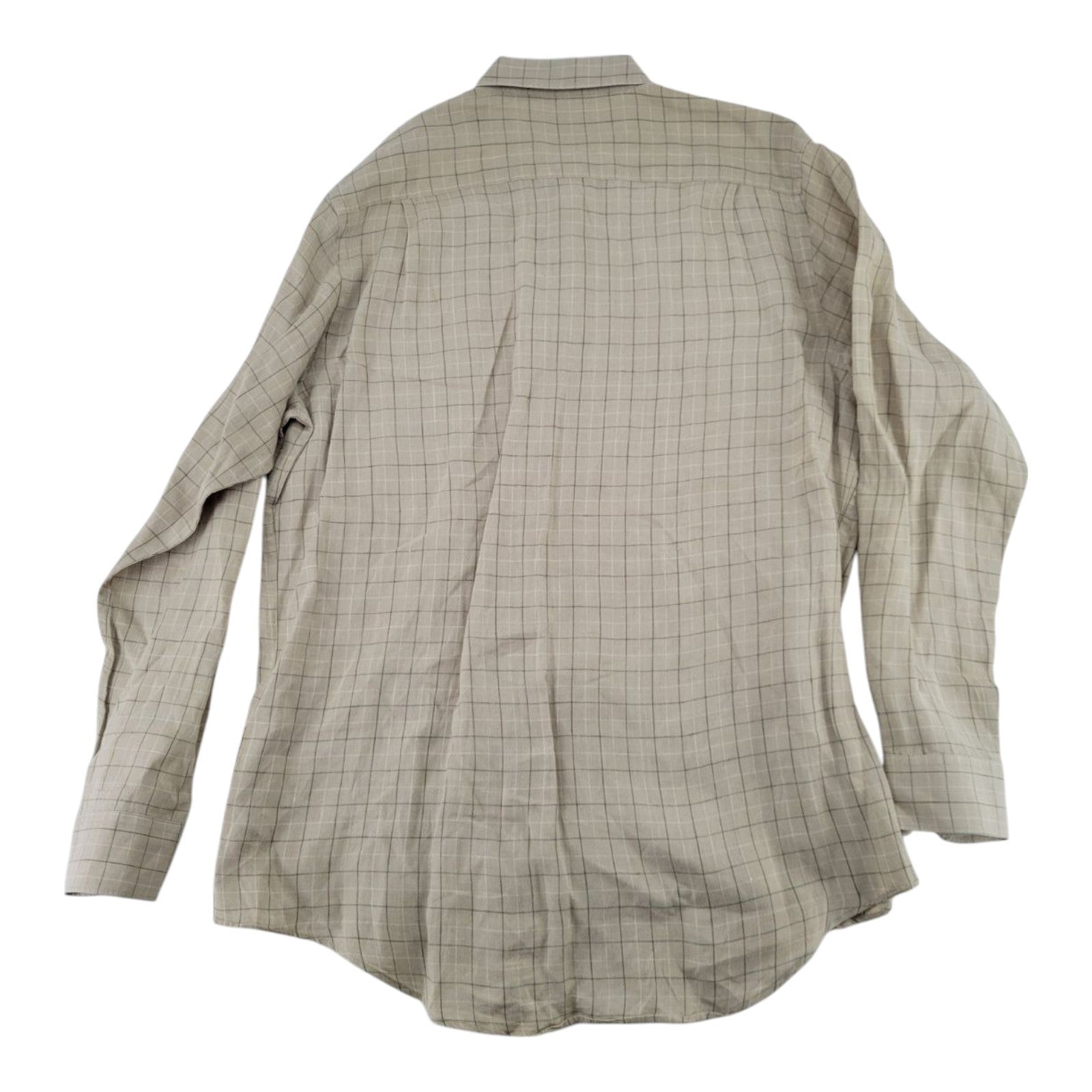 Banana Republic Mens Beige Plaid Button Down Shirt Linen Blend Long Sleeve M