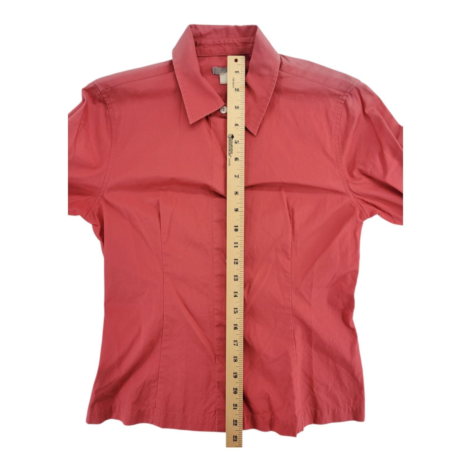J.Crew Women's Red Cotton Long Sleeve Button Shirt Tailored Fit Size 4