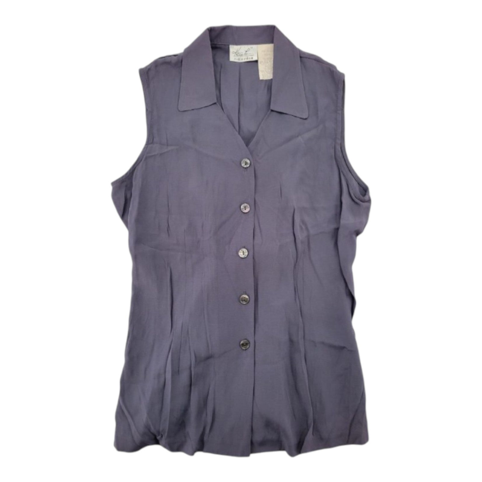 Kathi Lee Collection Women's Purple Sleeveless Button-Front Blouse Size M