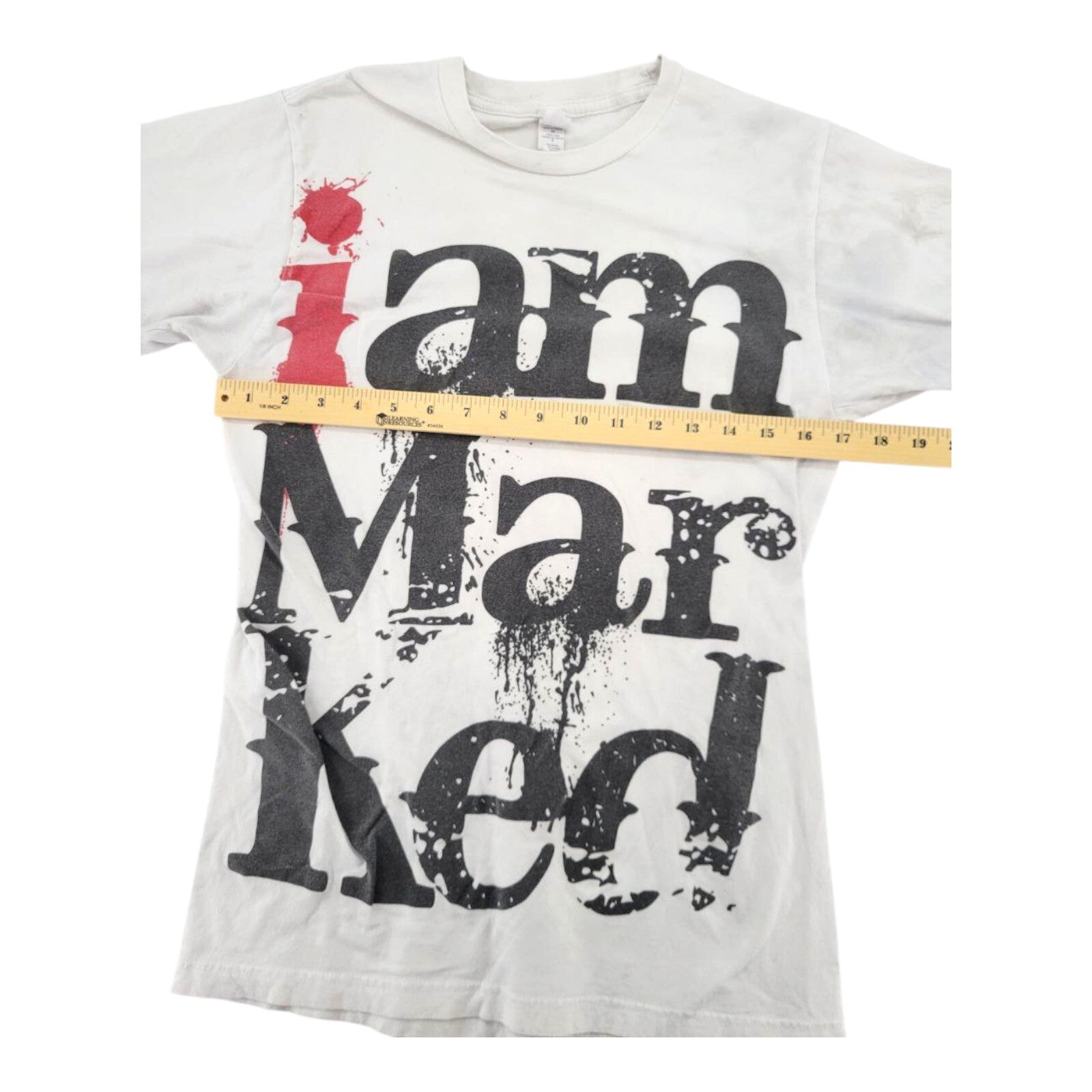 Tultex I Am Marked Grunge Graphic White T-Shirt Womens Size Small