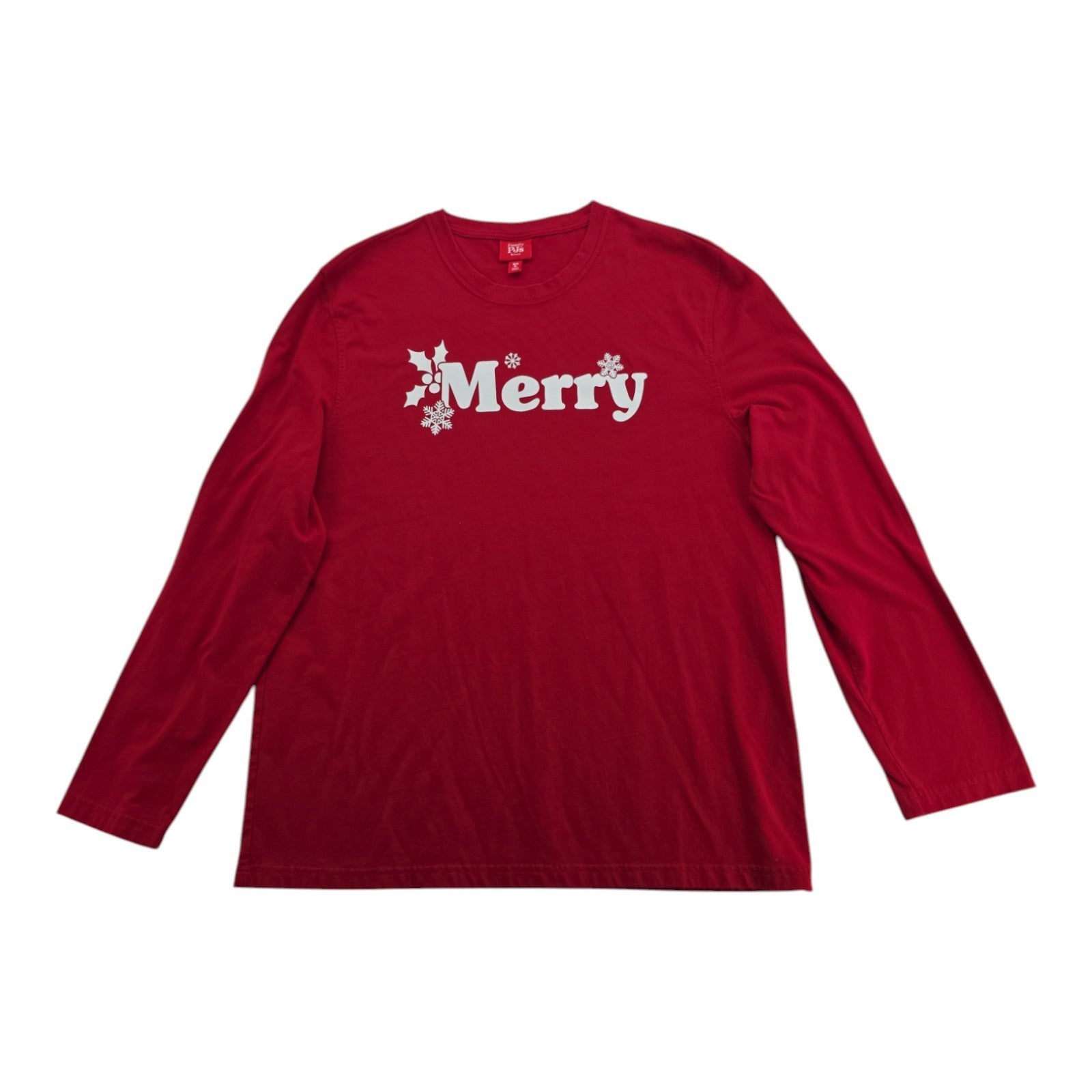 Family PJs Macy’s Men’s XL Red Merry Christmas Long Sleeve Shirt