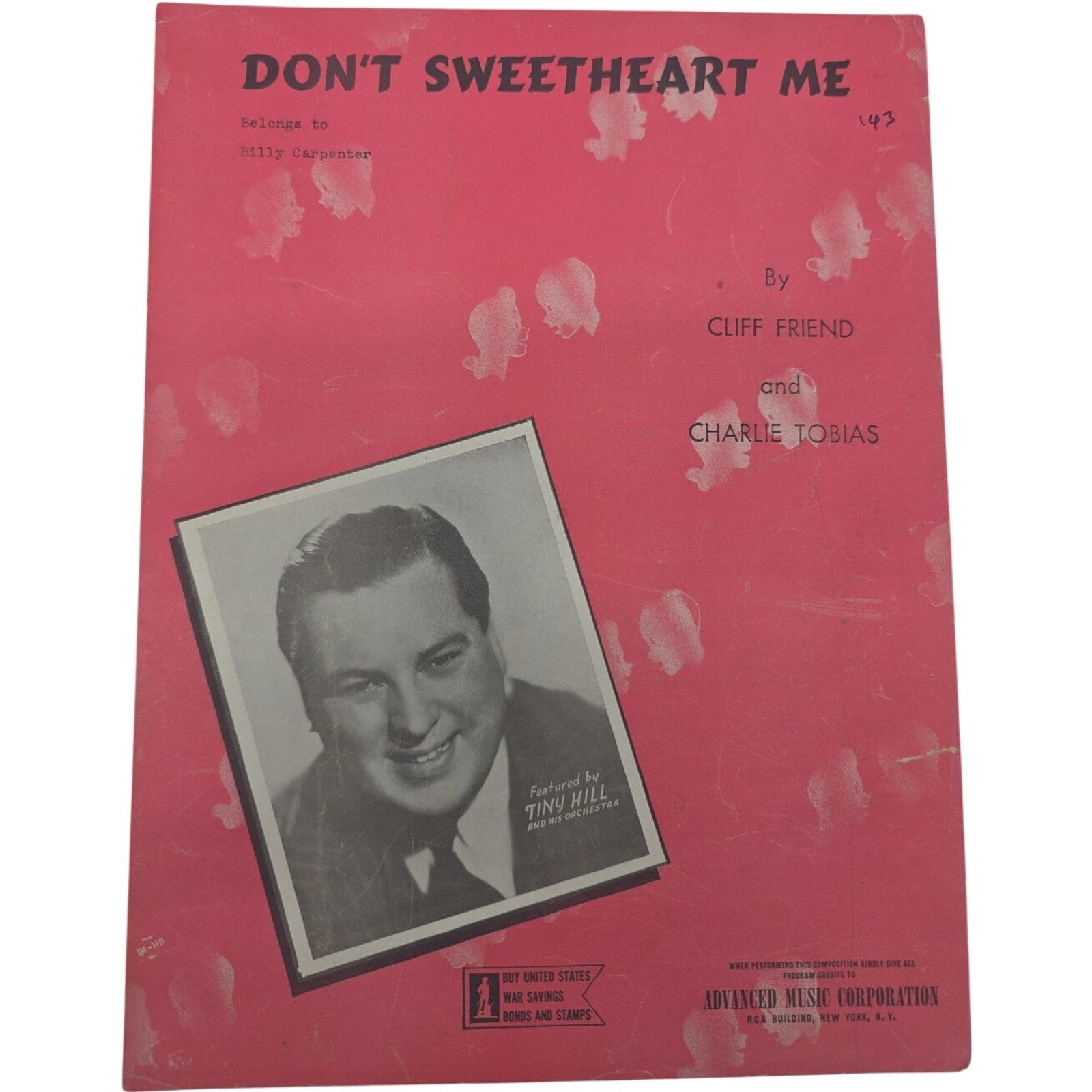 1943 Vintage Sheet Music Don’t Sweetheart Me by Cliff Friend and Charlie Tobias