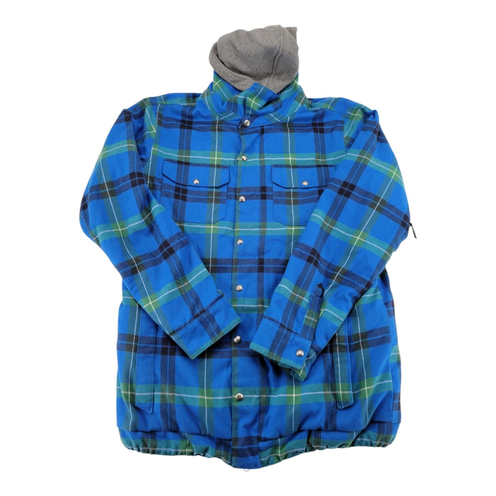 Burton Snowboard Dryride Jacket Blue Plaid Insulated Hooded Coat Mens Large
