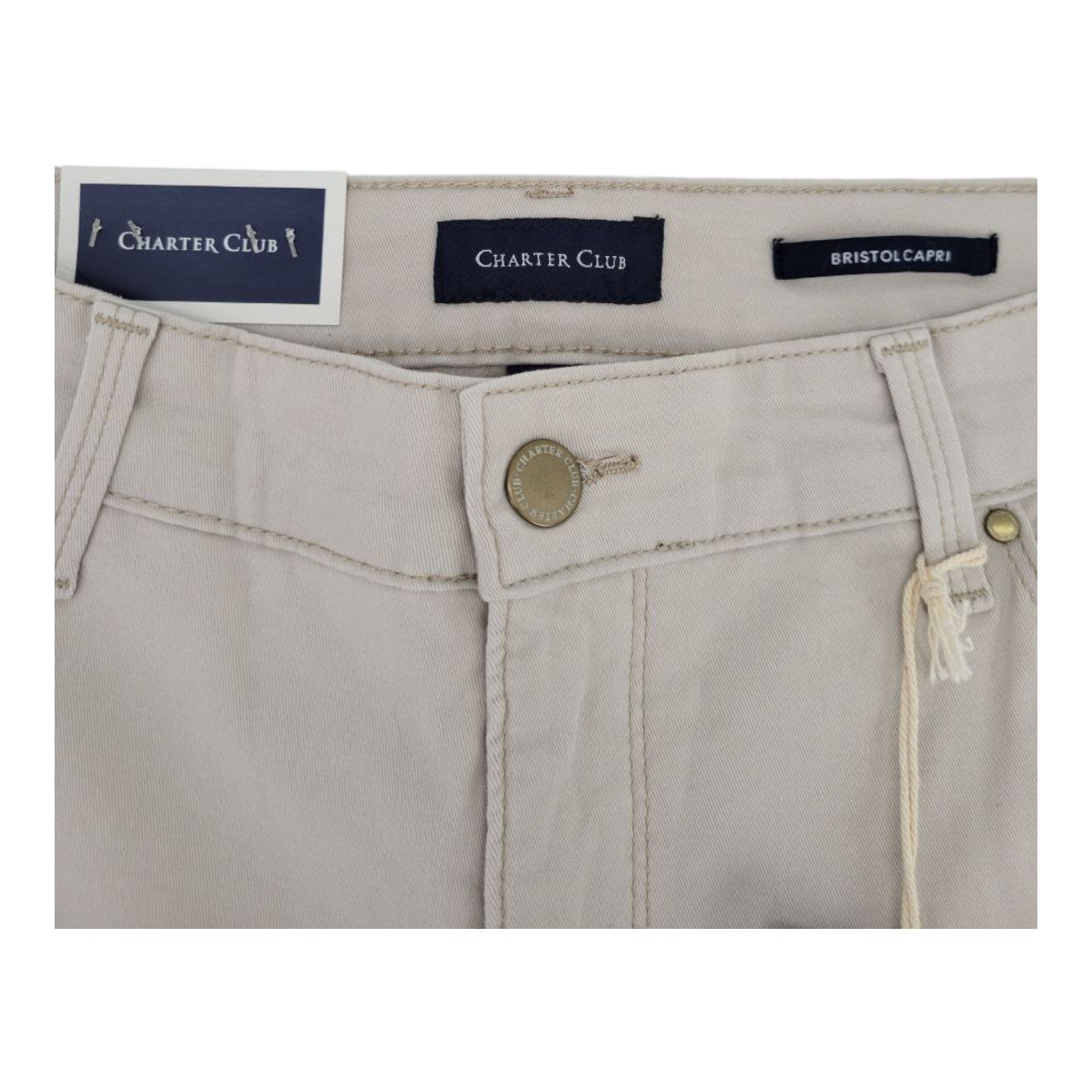 Charter Club Plus Capri Pants 14W Creme Stone Tummy Slimming Stretch