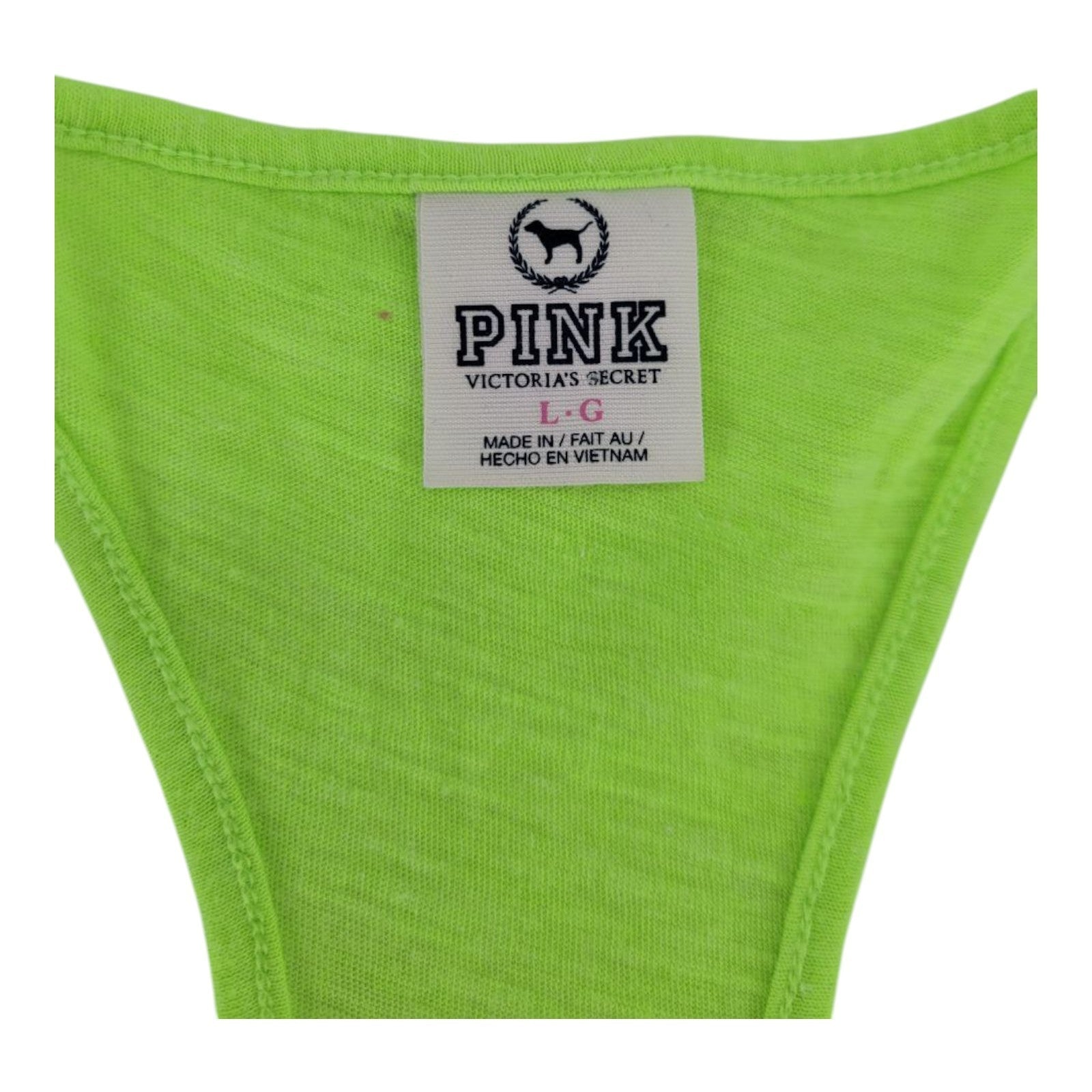 Victorias Secret PINK Neon Green Racerback Tank Top Sleeveless Size L