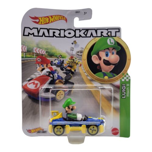 Hot Wheels Mario Kart Luigi Mach 8 1:64 DieCast Car Mattel Kids Toy Vehicle