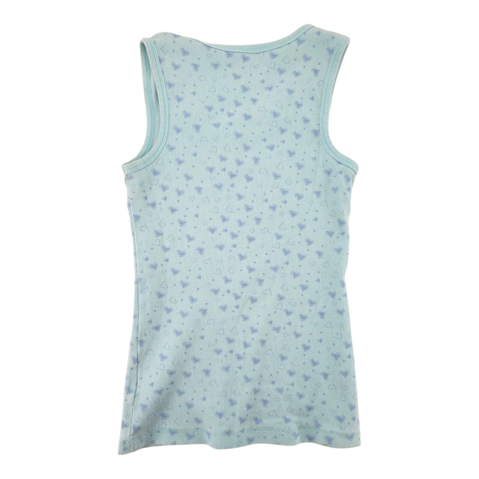 No Boundaries Light Blue Ribbed Tank Top with Hearts Print Size M