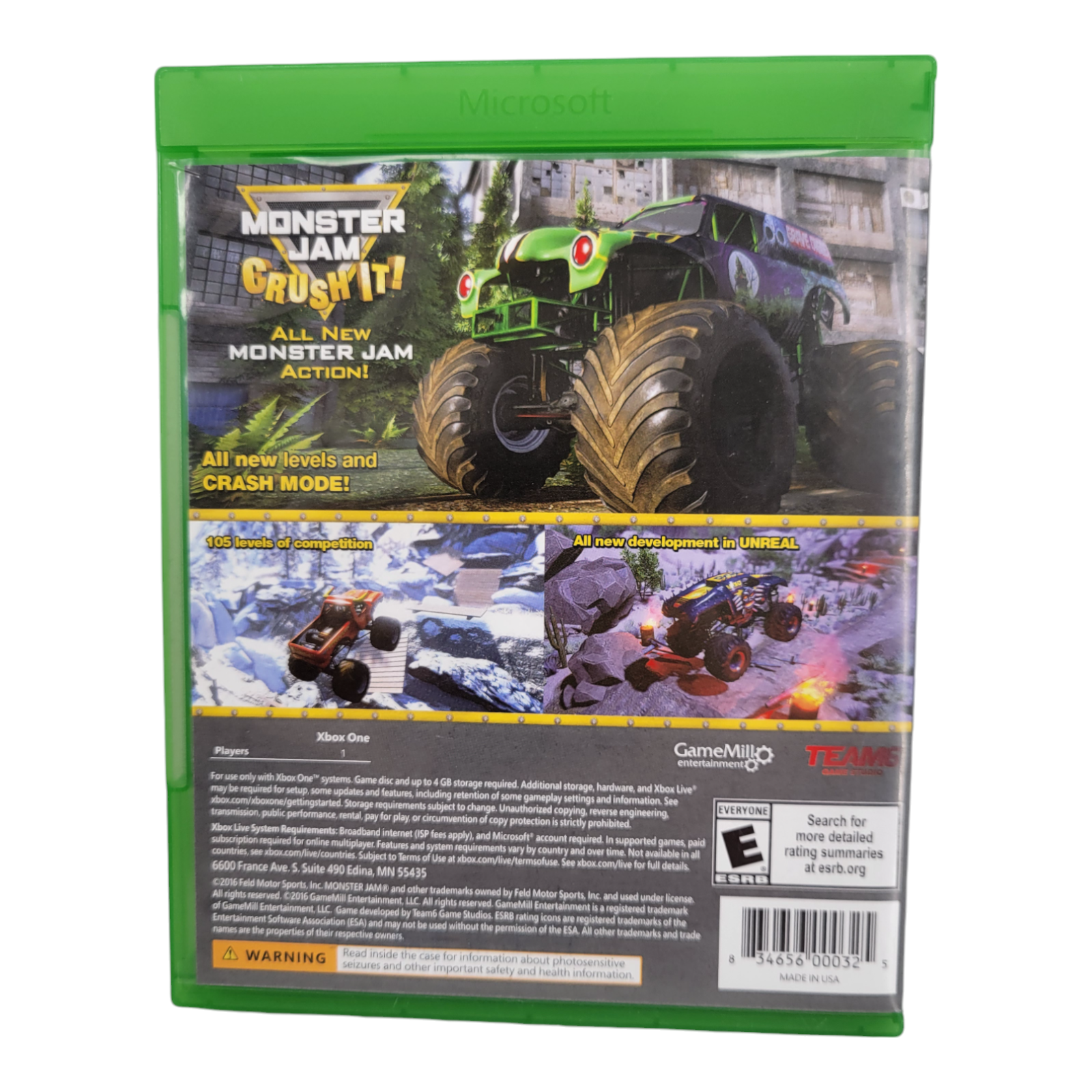 GameMill Monster Jam Crush It Microsoft Xbox One 2016 Monster Truck Racing Game