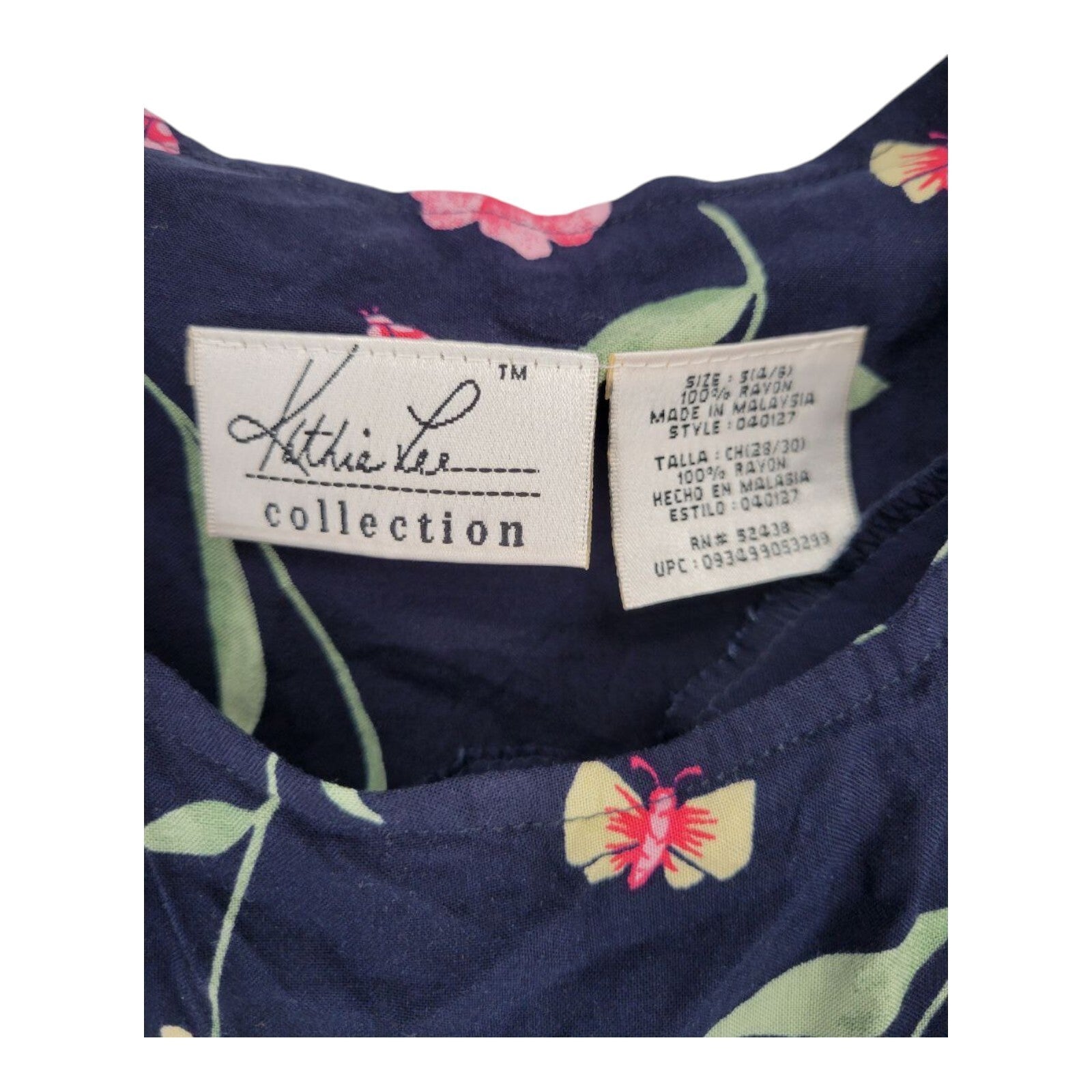 Kathie Lee Collection Navy Floral Sleeveless Maxi Dress Size 5/6
