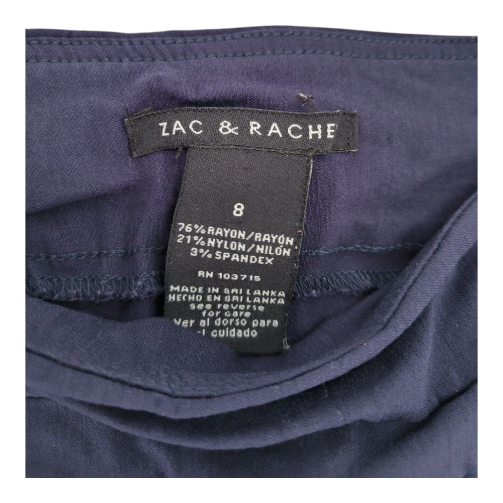 Zac & Rachel Navy Blue Pull On Stretch Pants Rayon Blend Womens Size 8