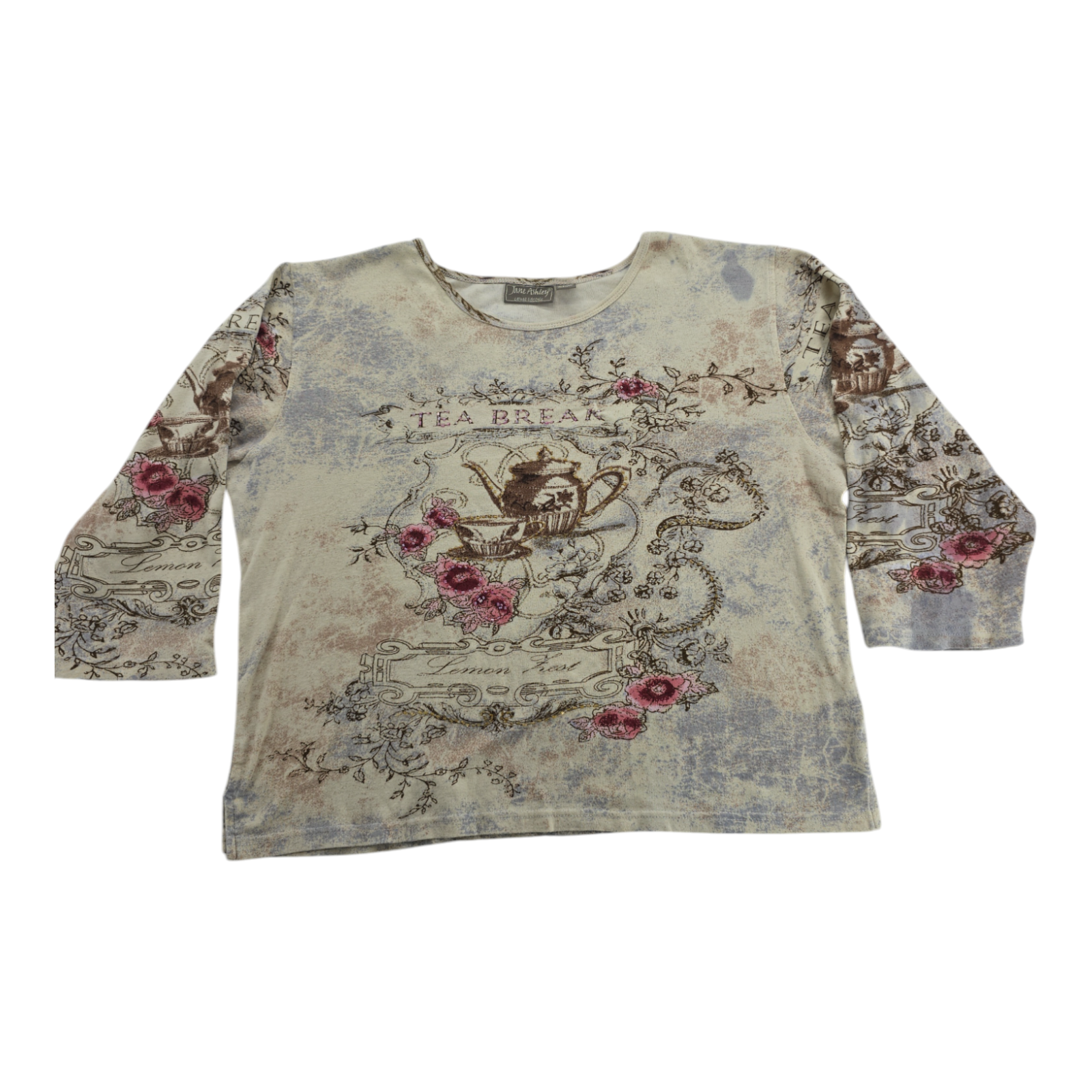 Jane Ashley Casula Lifestyle All Over Print 3/4 Sleeves Womens Top Size XL