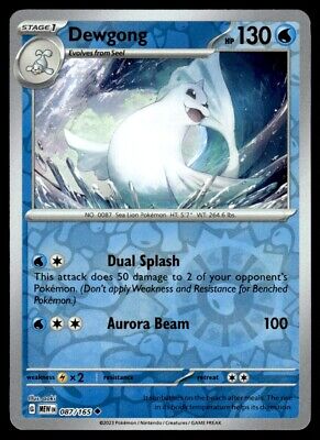 Pokemon 2023 Scarlet & Violet 151 Dewgong Reverse Holo Uncommon #87 Near Mint