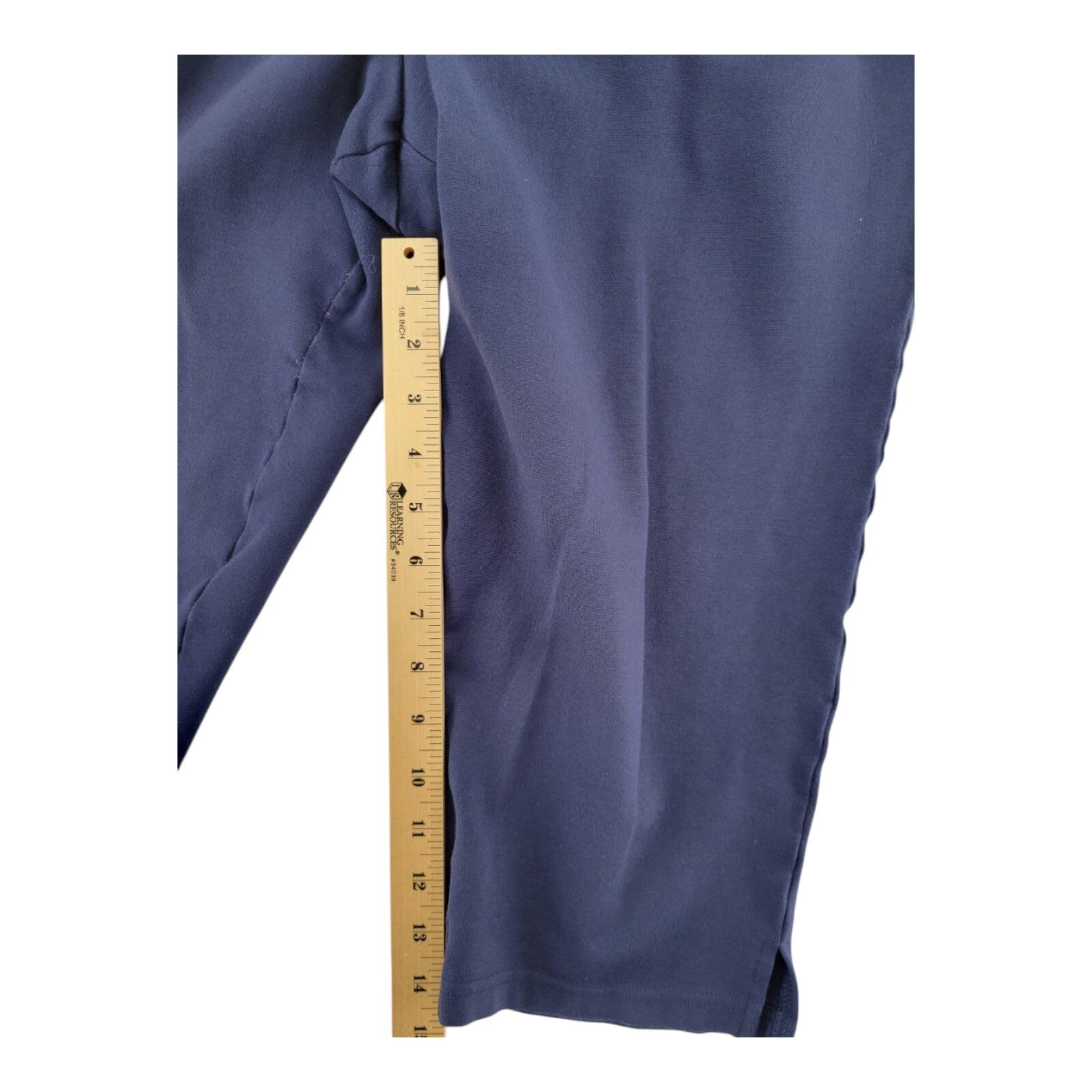 Belle Kim Gravel Womens Navy Stretch Pull On Knit Capri Pants Size 16