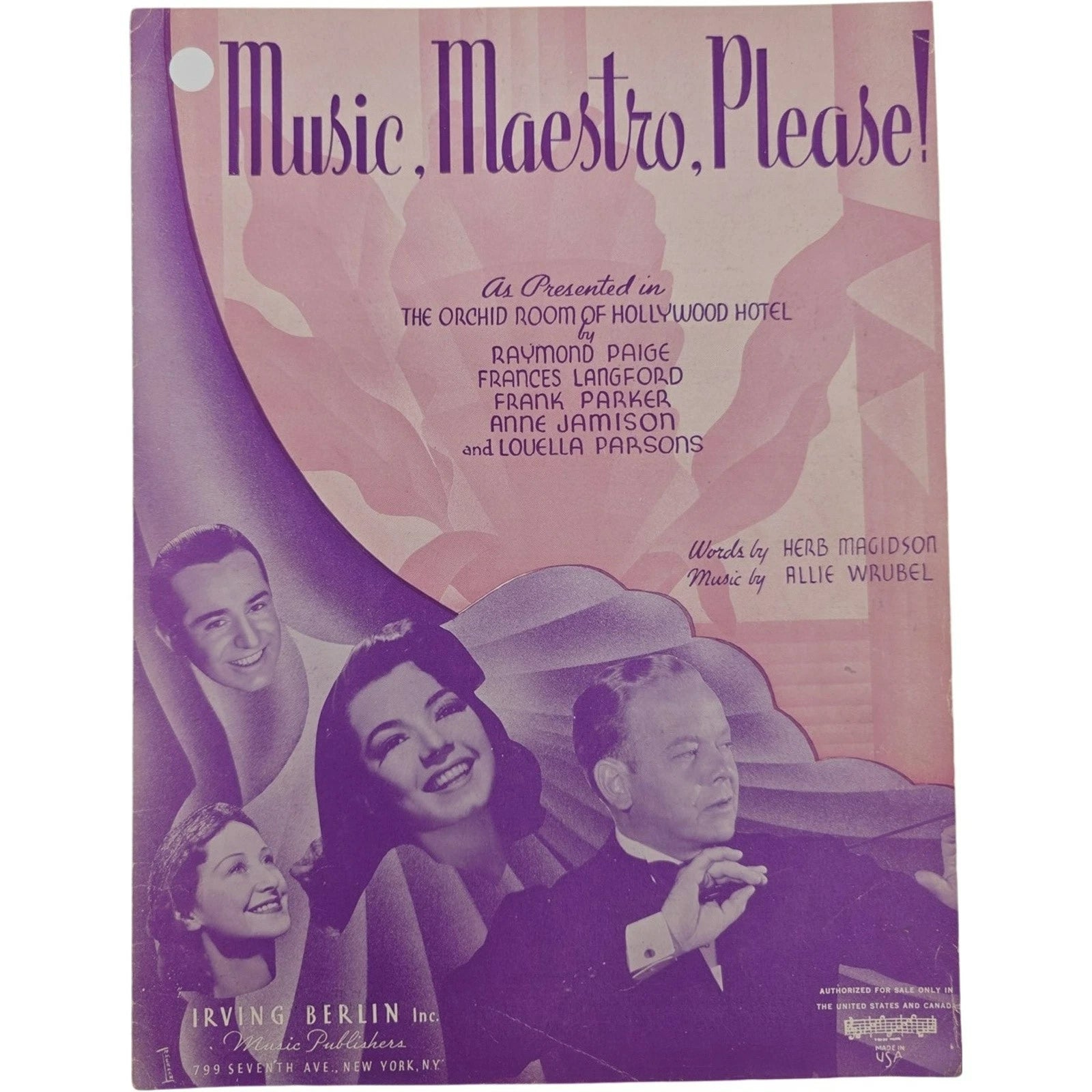 Vintage Sheet Music 1938 Music Maestro Please! by Herb Magidson & Allie Wrubel