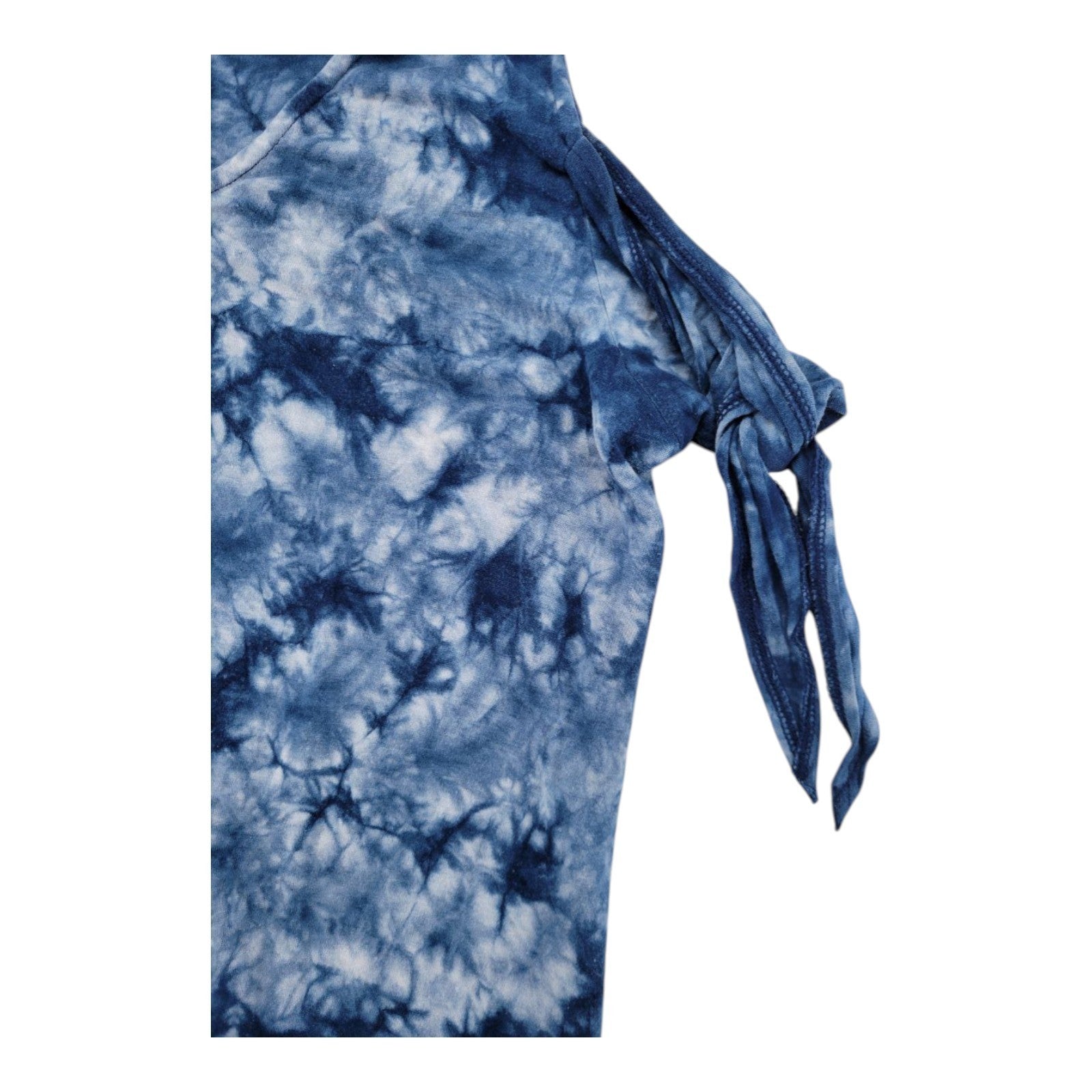 Arizona Jean Co Women's Blue Tie Dye Cold Shoulder Sleeveless V-Neck Top L