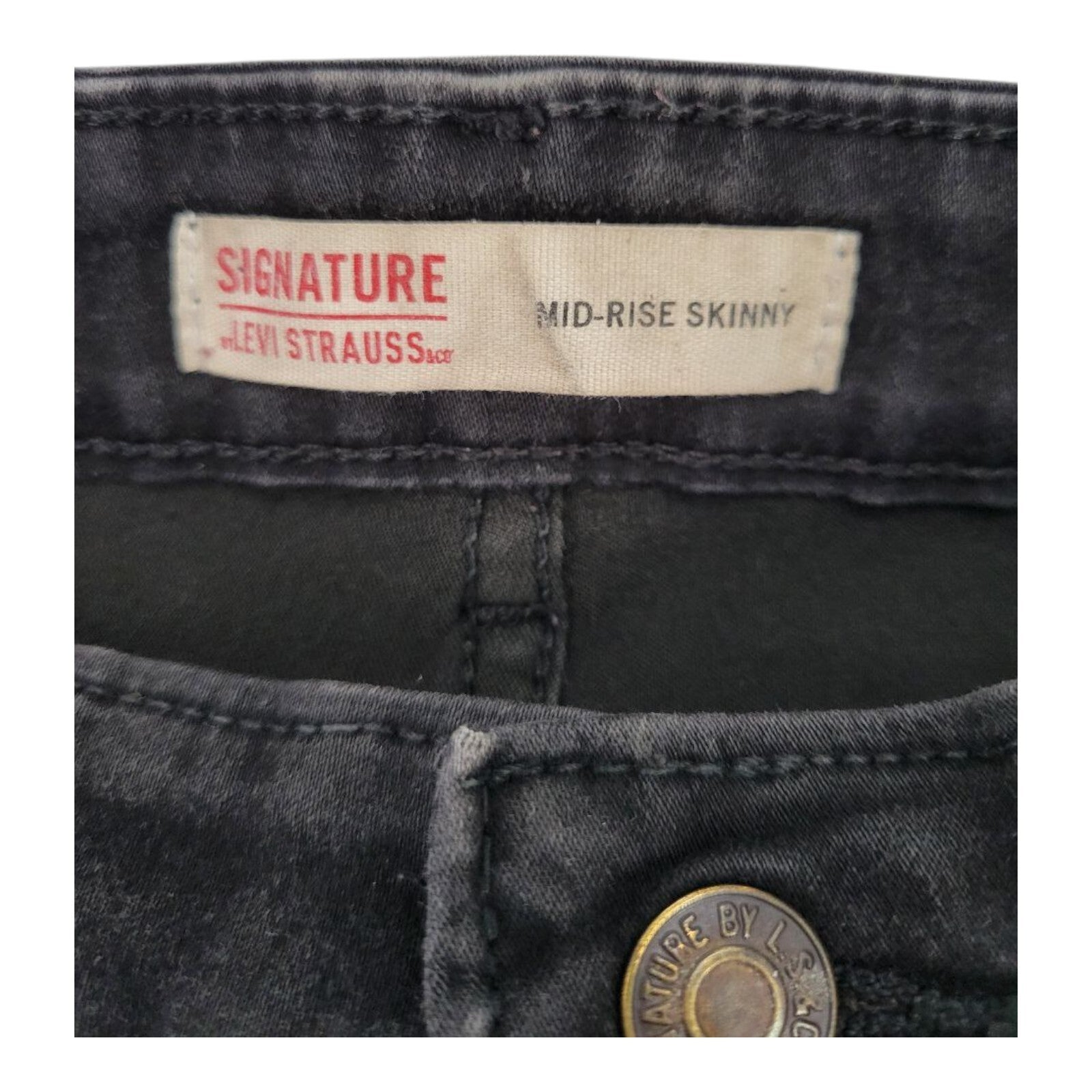 Signature by Levi Strauss Black Skinny Jeans Mens Mid Rise Stretch Size 33x30