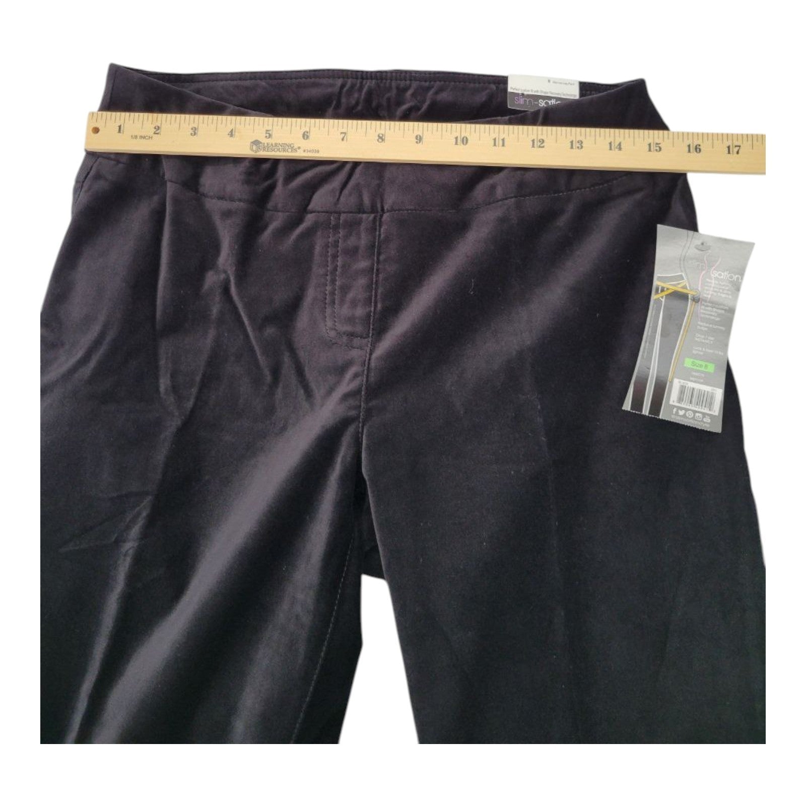 Slim-Sation Women's Black Pull-On Pants Size 8 Tummy Control Stretch Fit