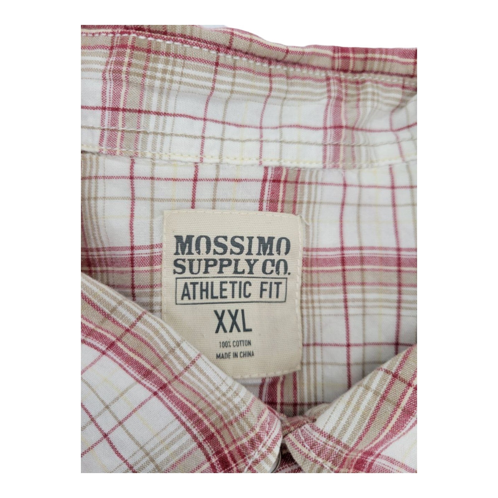 Mossimo Supply Co Athletic Fit Mens Short Sleeve Plaid Pearl Snap Shirt XXL