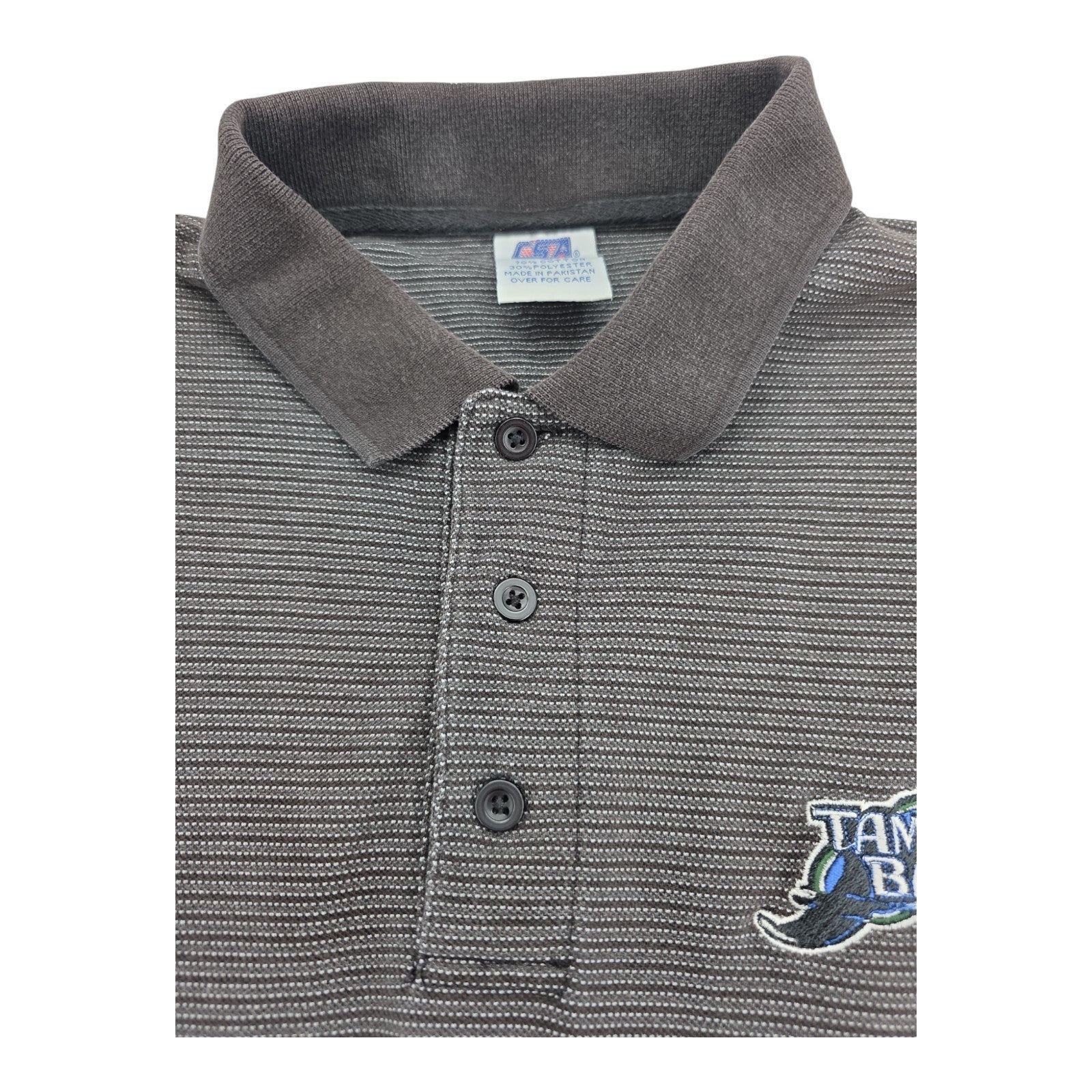 Vintage Tampa Bay Devil Rays Men's Polo Shirt Grey Short Sleeve Embroidered XL