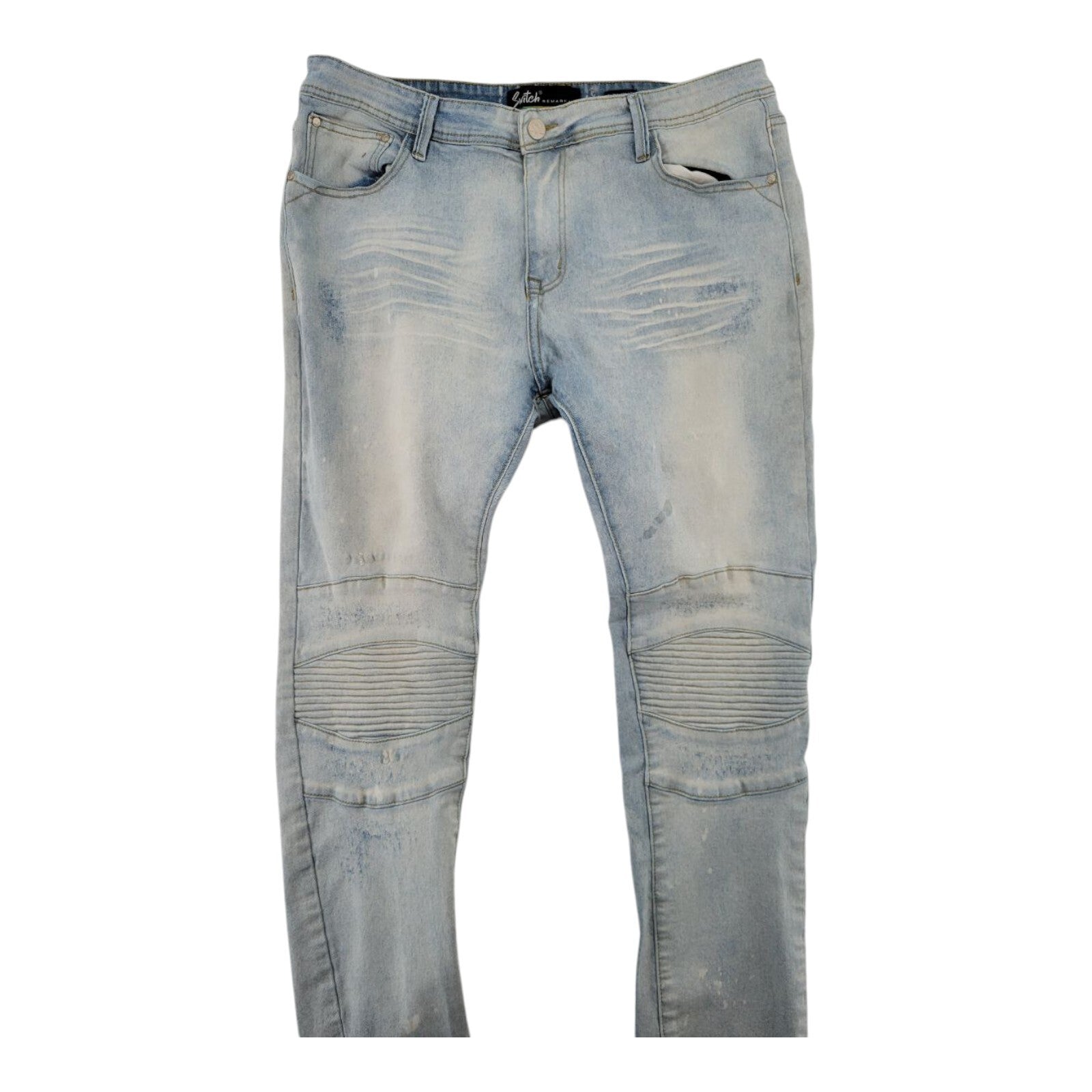 Switch Remarkable Moto Slim Taper Fit Jeans Streetwear Mens 38x32