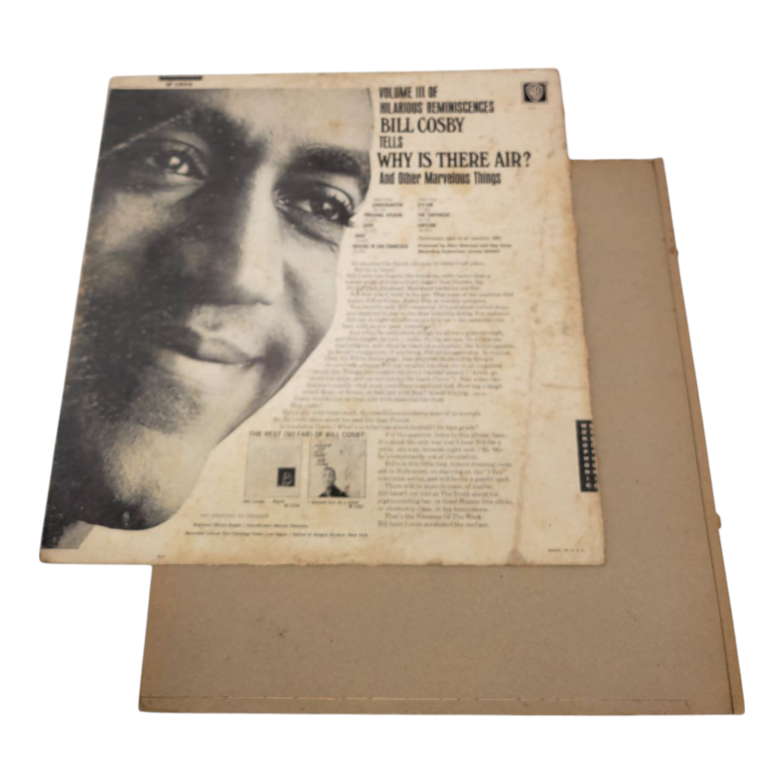 Bill Cosby Why Is There Air Vinyl LP W1606 Warner Bros Mono Comedy Album 1965