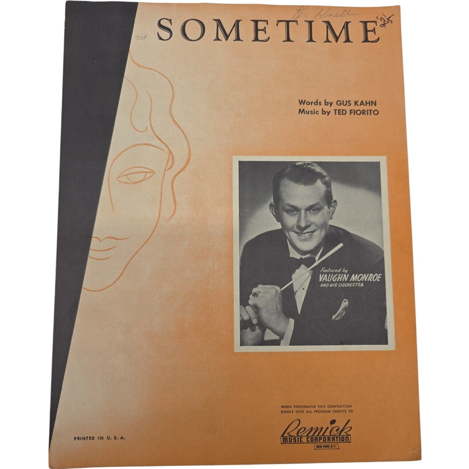 1925 Sometime featured by Vaughn Monroe and His Orchestra Vintage Sheet Music