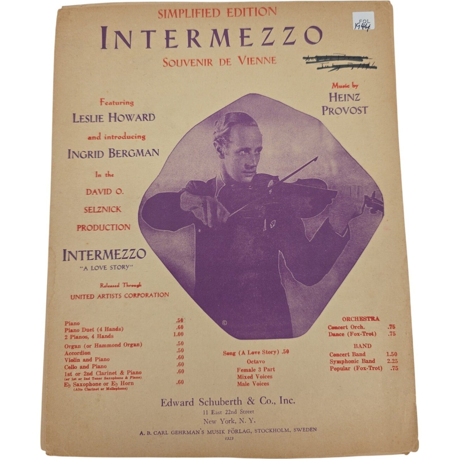 Intermezzo Souvenir de Vienne 1944 Sheet Music by from Intermezzo A Love Story