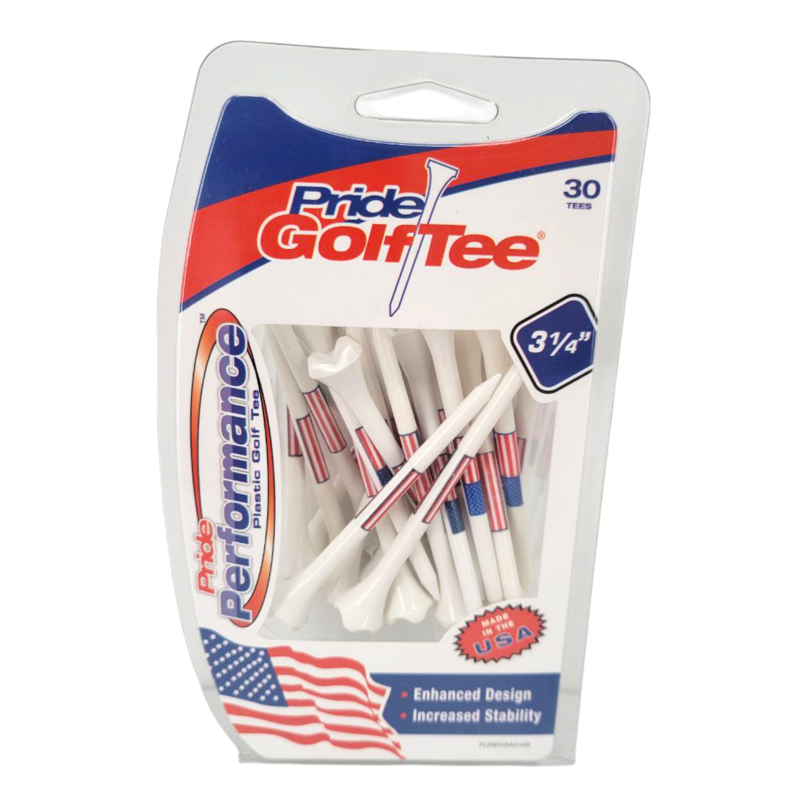 Pride Performance Plastic Golf Tee USA Flag 3 1/4 Inch 30 Pack