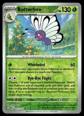 Pokemon 2023 Scarlet & Violet 151 Butterfree Reverse Holo Uncommon #12 Near Mint