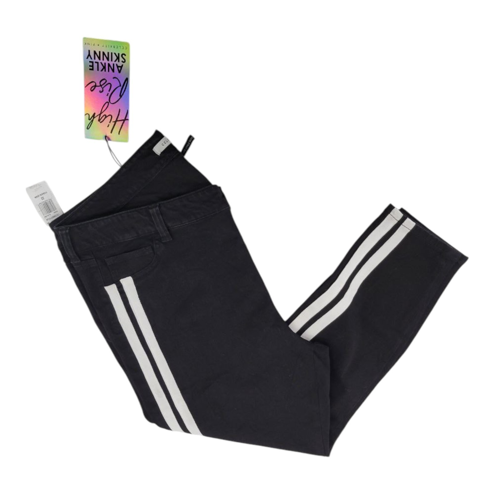 Celebrity Pink Plus High-Rise Skinny Jeans 22 Black White Stripes Ankle