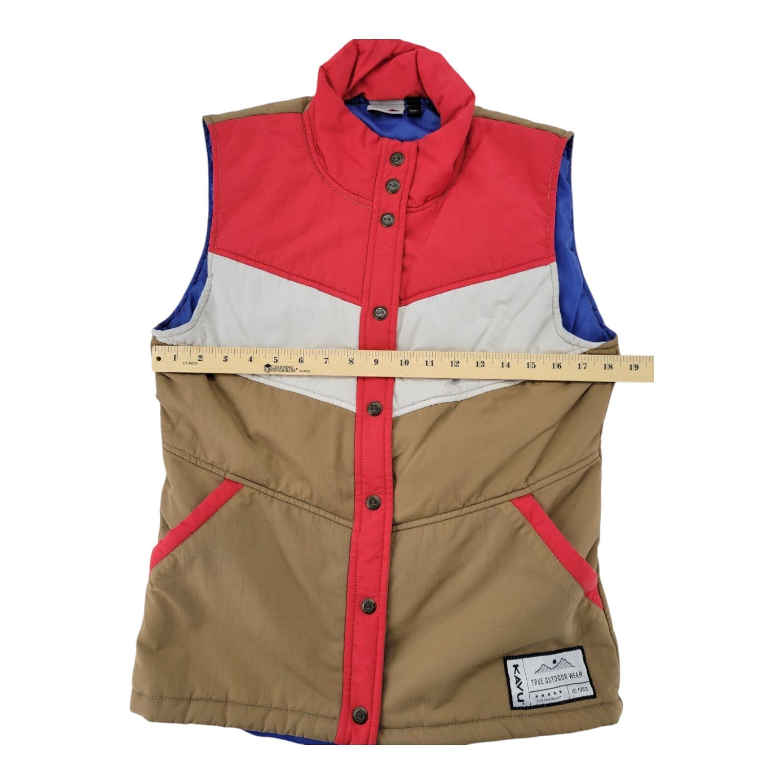 Kavu True Outdoor Wear Snap Front Multicolored Womens Puffer Vest Small