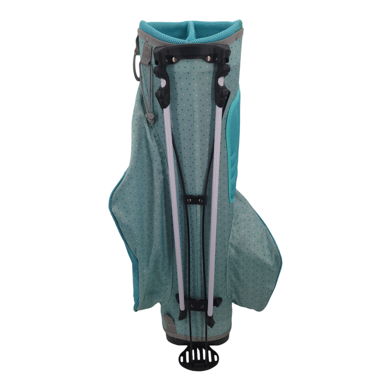 Top Flite Golf Cart Stand Bag Teal Blue Polka Dot 6-Way Divider Lightweight