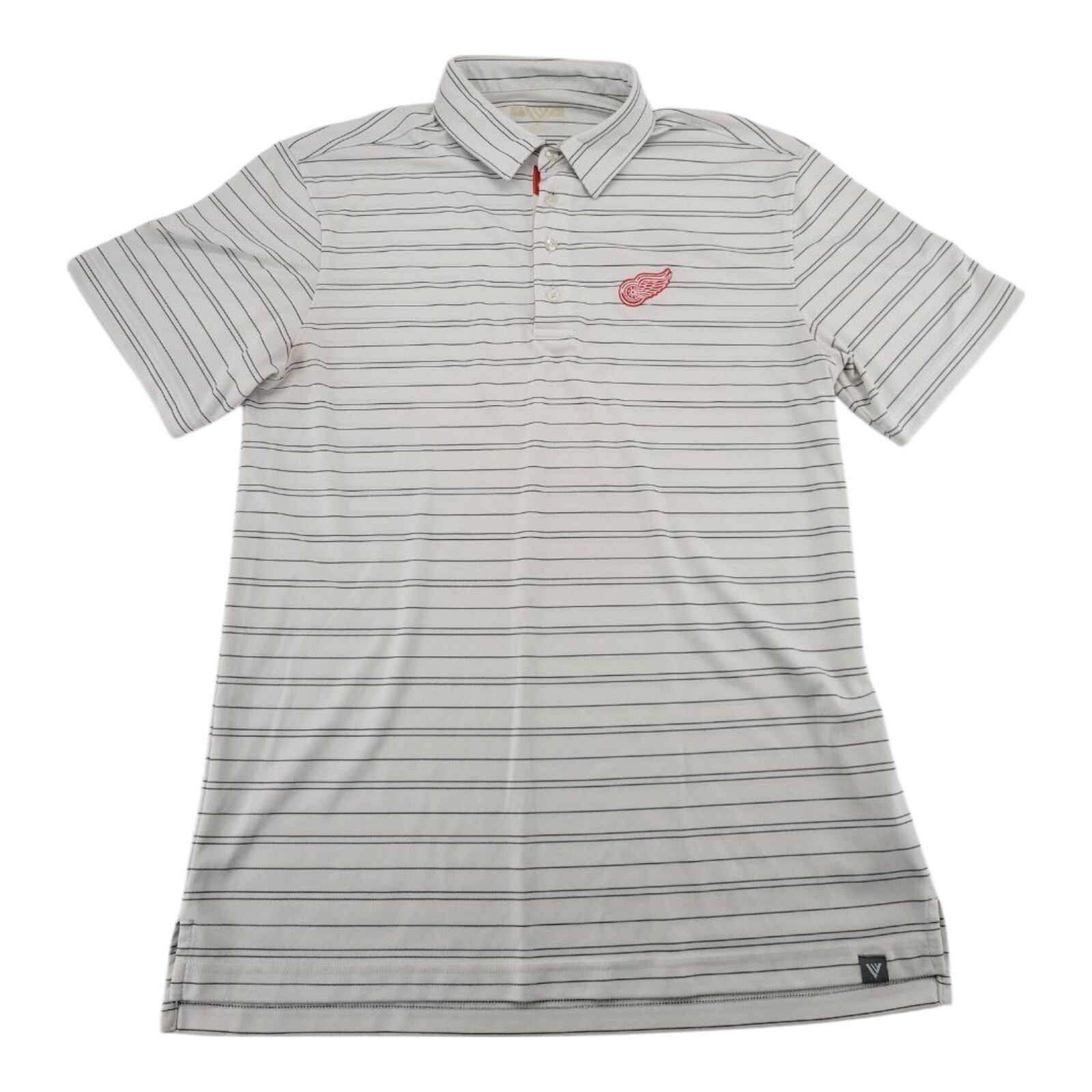 Levelwear Detroit Red Wings Polo Shirt White Black Striped Size M