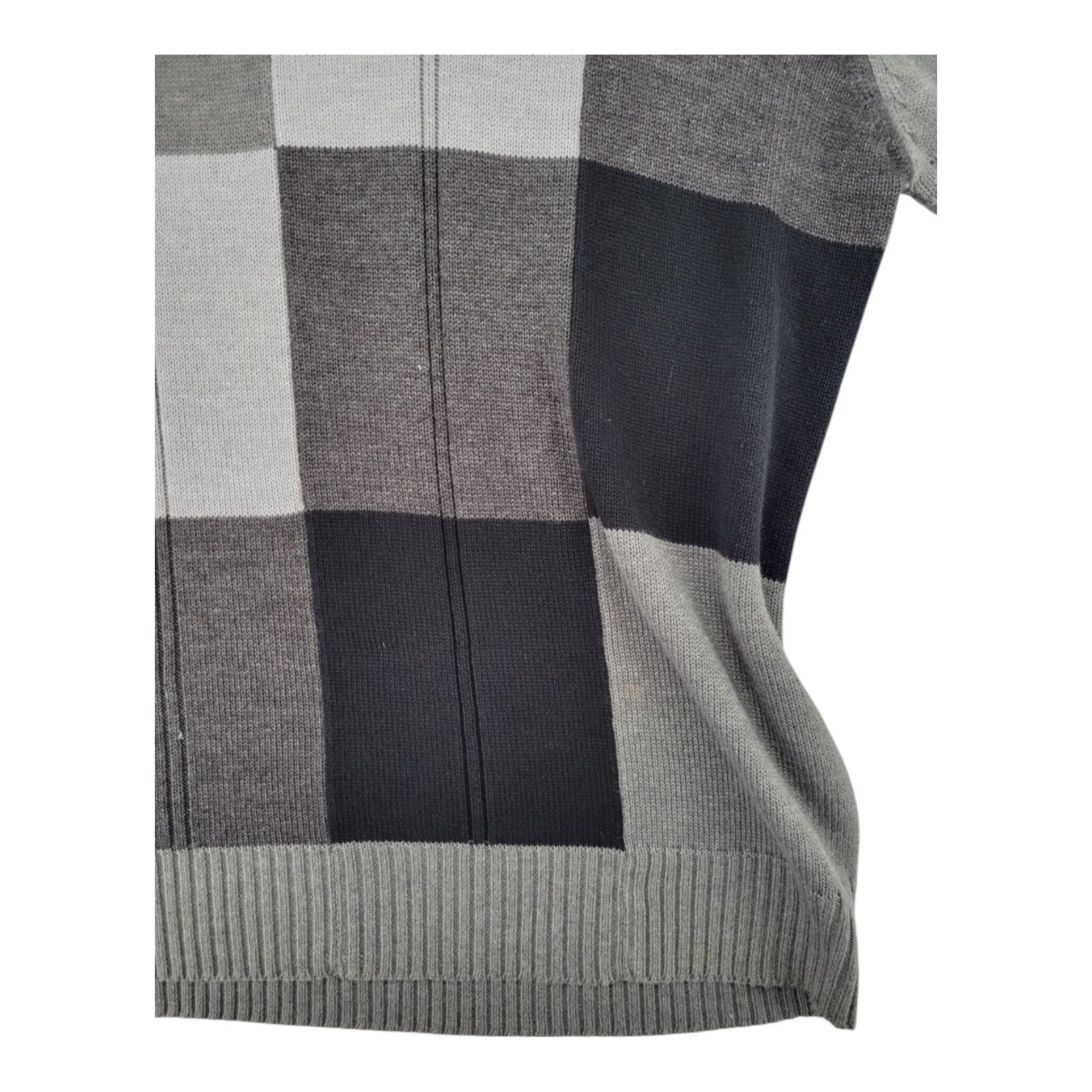 Oscar de la Renta Color Block Knit Sweater Gray Black Crewneck Pullover XL