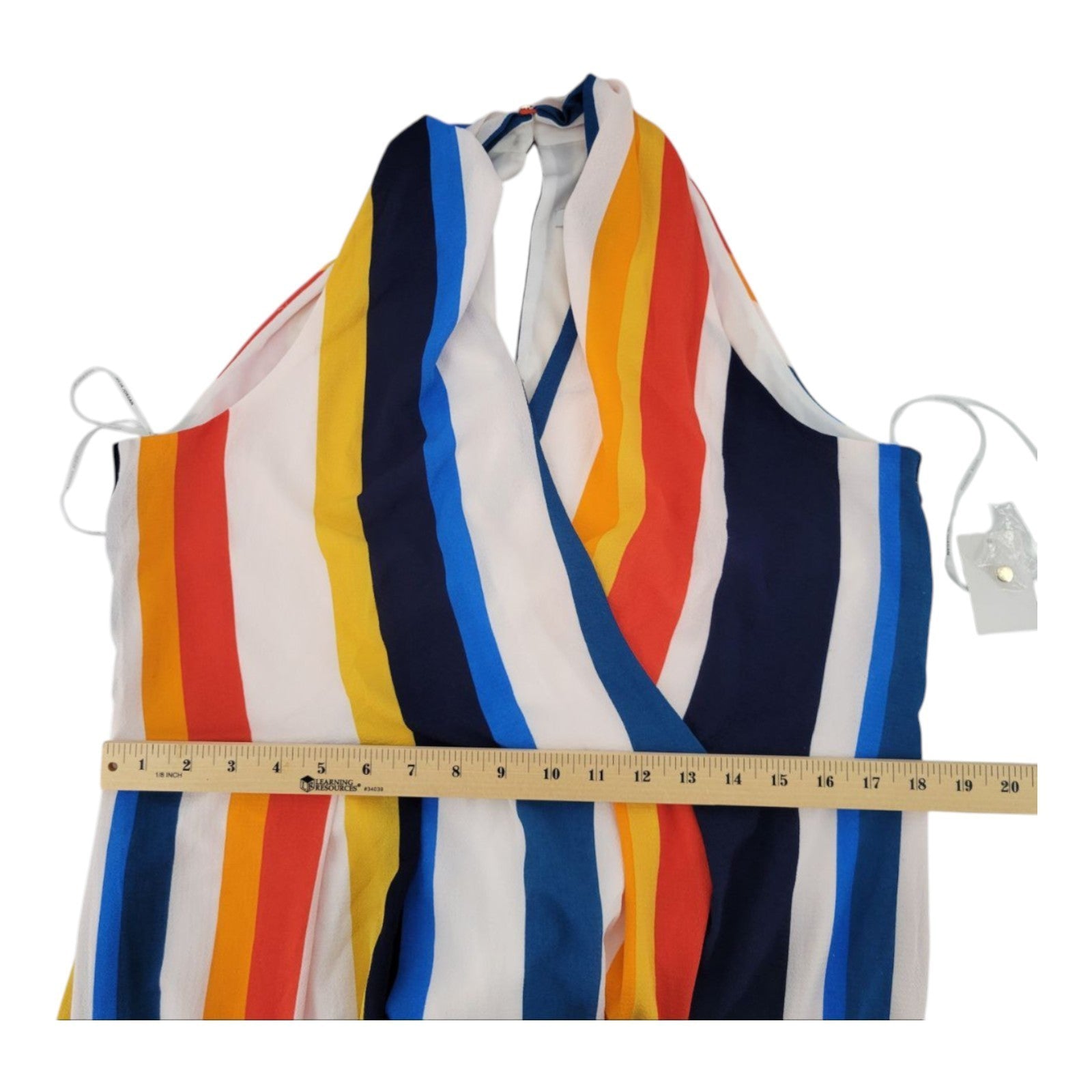 Julia Jordan Women's Multicolor Striped V-Neck Dress Ruffle Hem Sleeveless 16