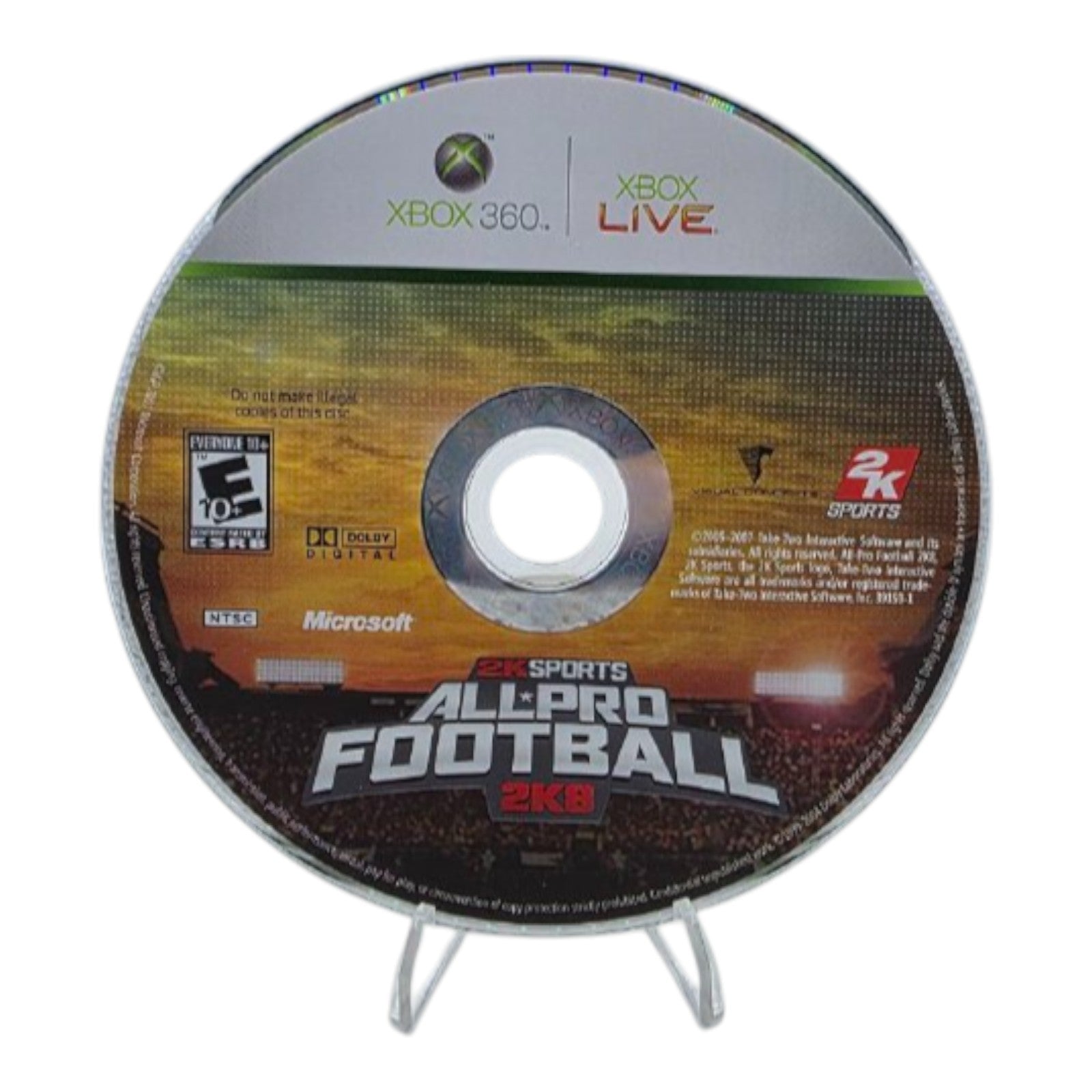 All Pro Football 2K8 Xbox 360 Game Disc Only Tested 2007