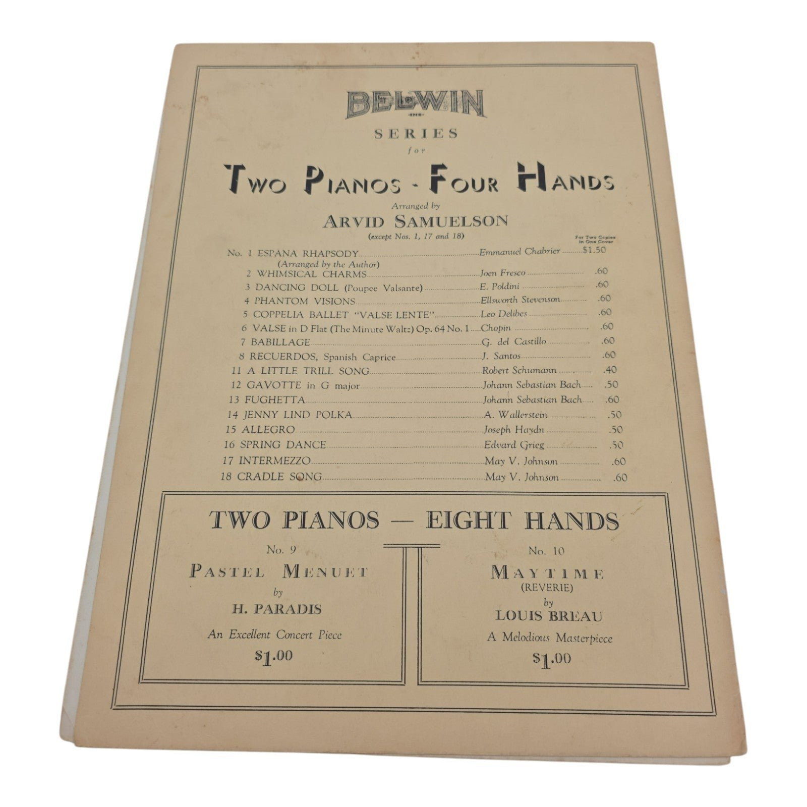 Two Pianos Four Hands Gavotte In G Major Sheet Music 1942