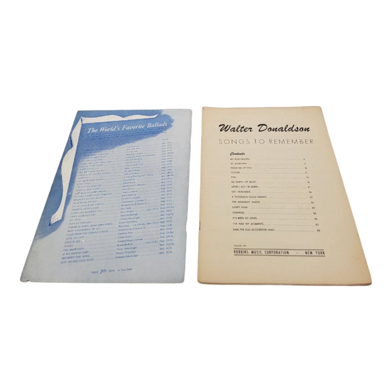 Walter Donaldson Songs to Remember Piano Sheet Music Book Robbins Music