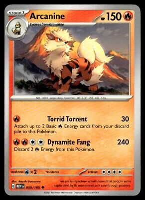 Pokemon 2023 Scarlet & Violet 151 Arcanine Uncommon #59 Near Mint Card