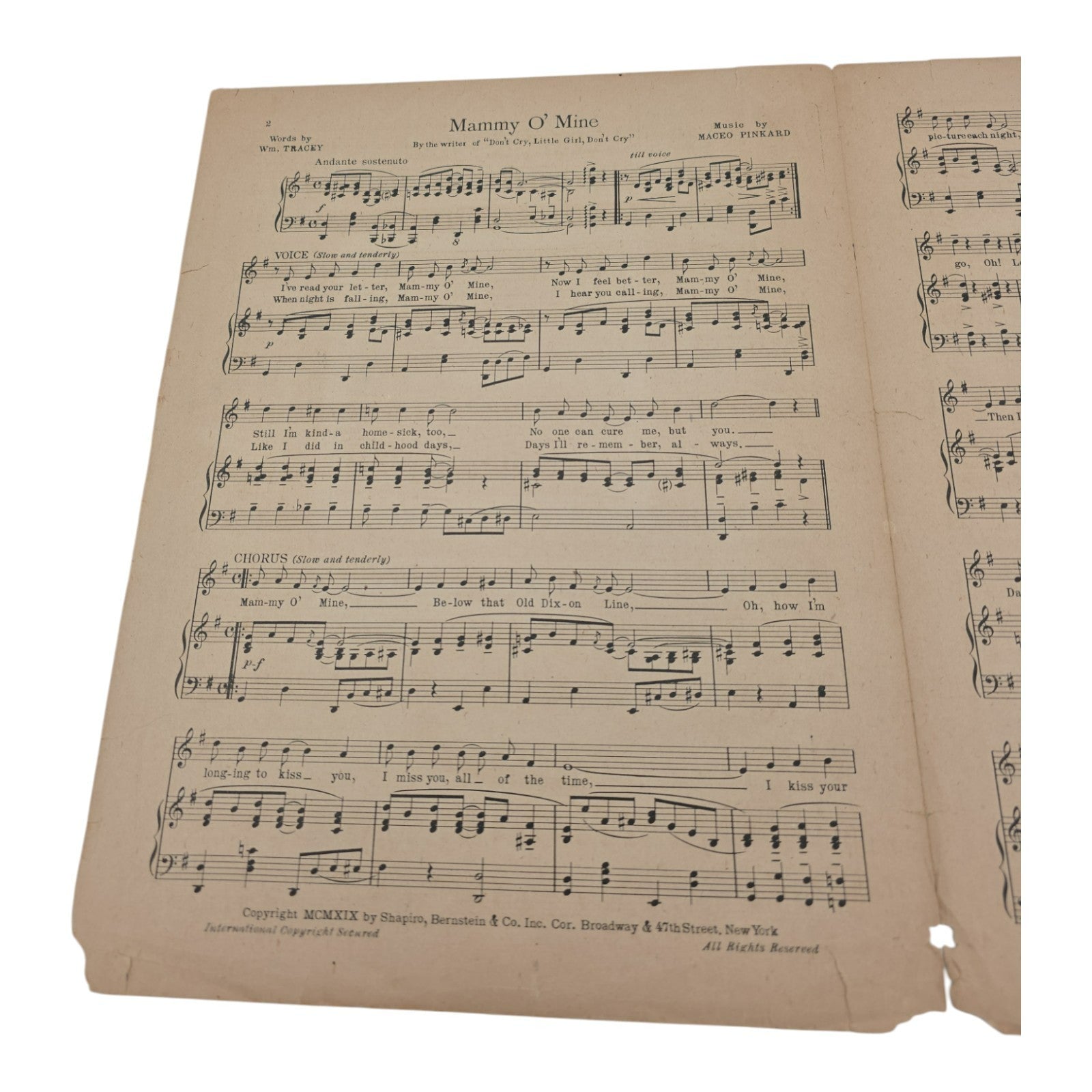 Mammy O Mine Sheet Music Maceo Pinkard William Tracey 1919