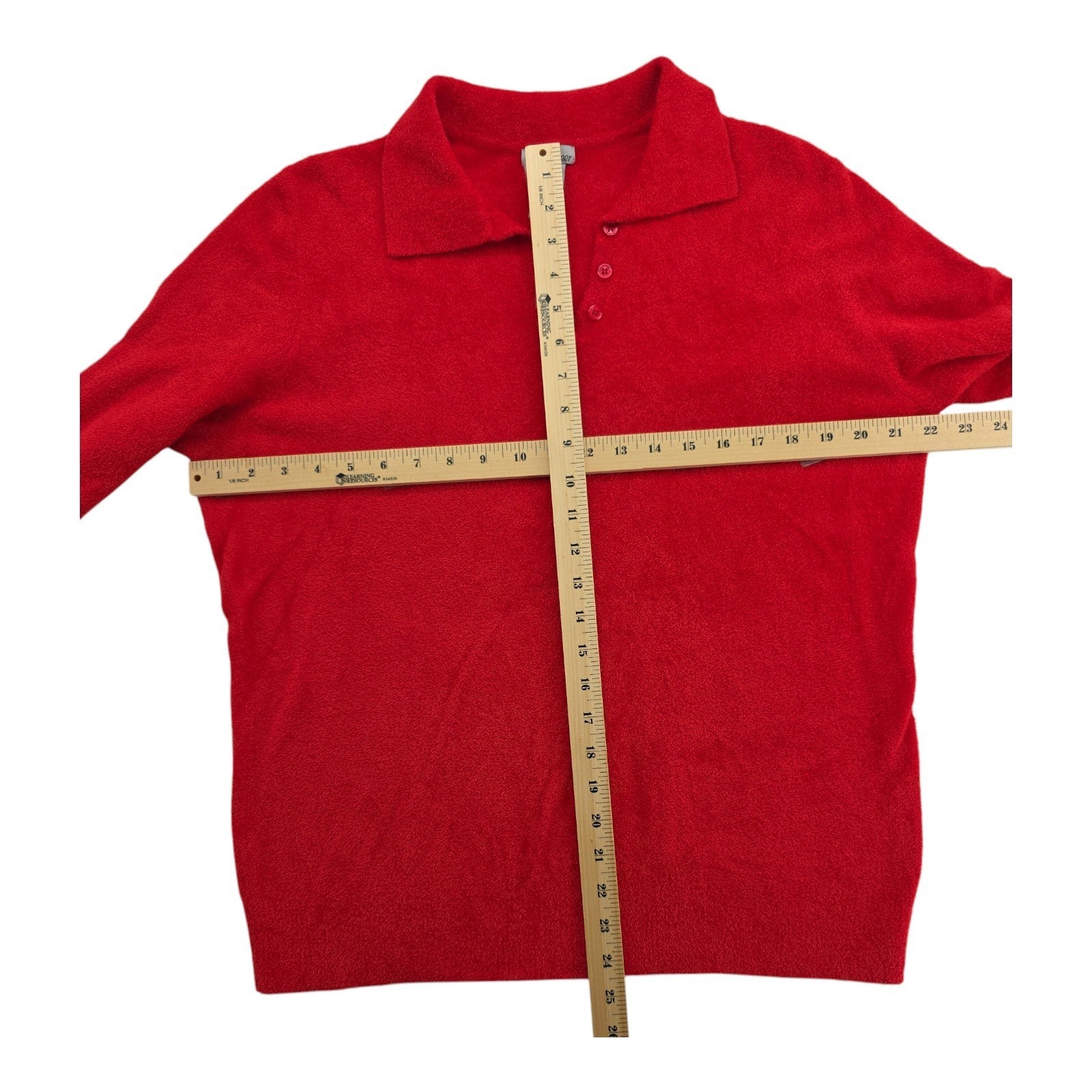 CB Career Red Collared Button-Up Sweater Women’s XL Nylon Spandex 3/4 Sleeve