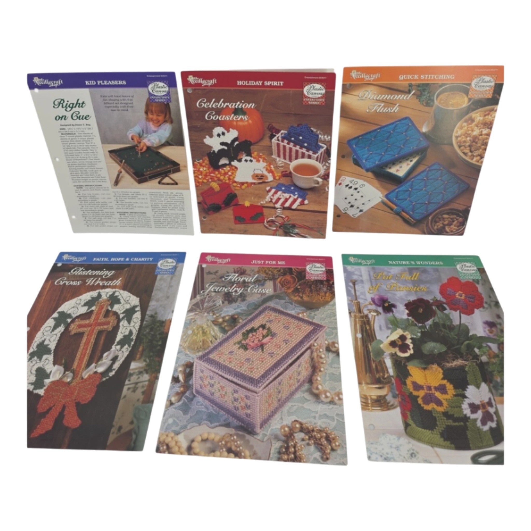 Lot of 8 Needlecraft Shop Plastic Canvas Pattern Booklets Cross Stitch Crafts