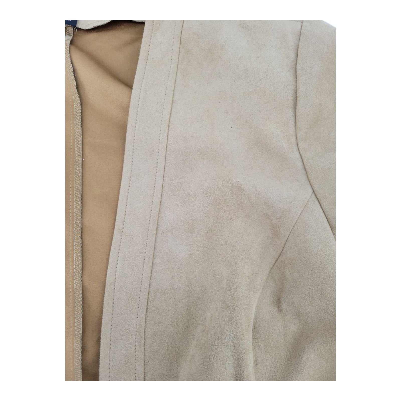 Perceptions New York Womens Camel Brown Faux Suede Open Front Blazer Size 14